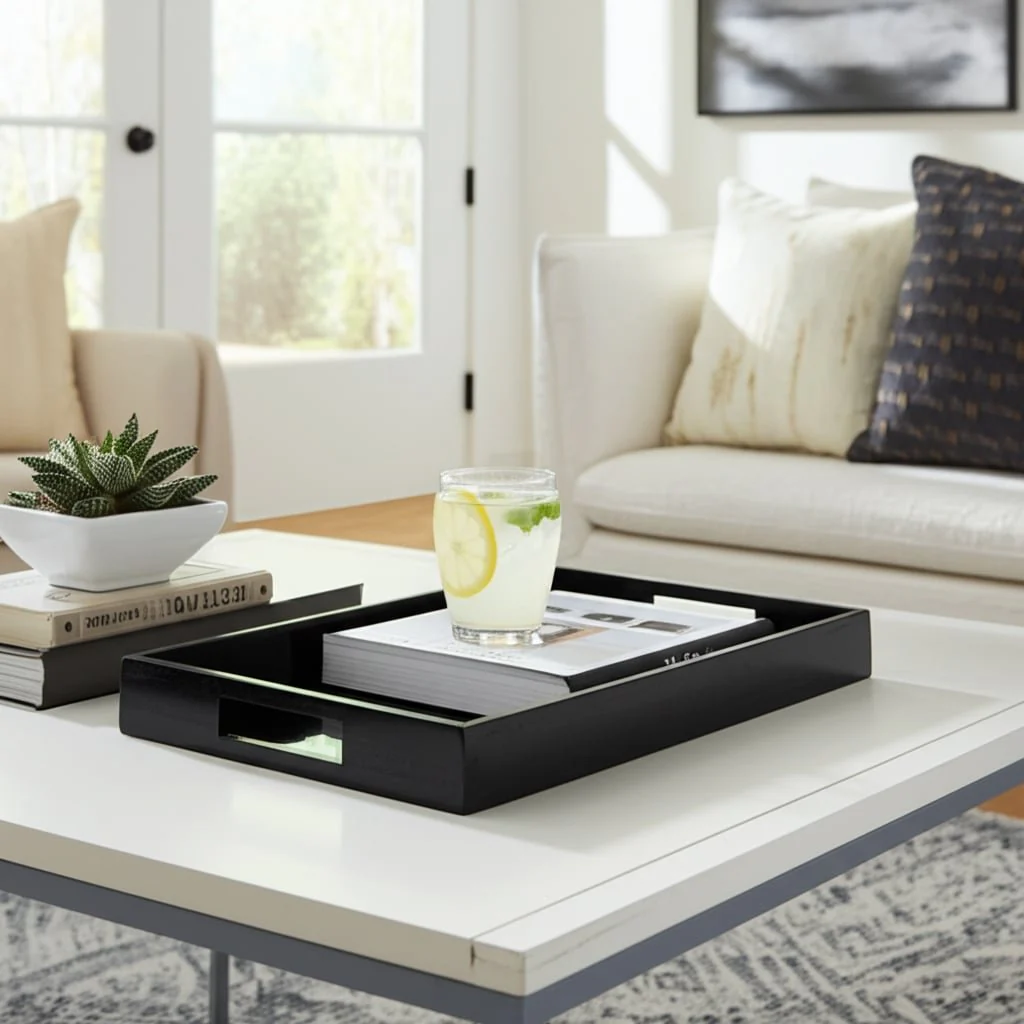 Black Wood/glass Tray - Image 9