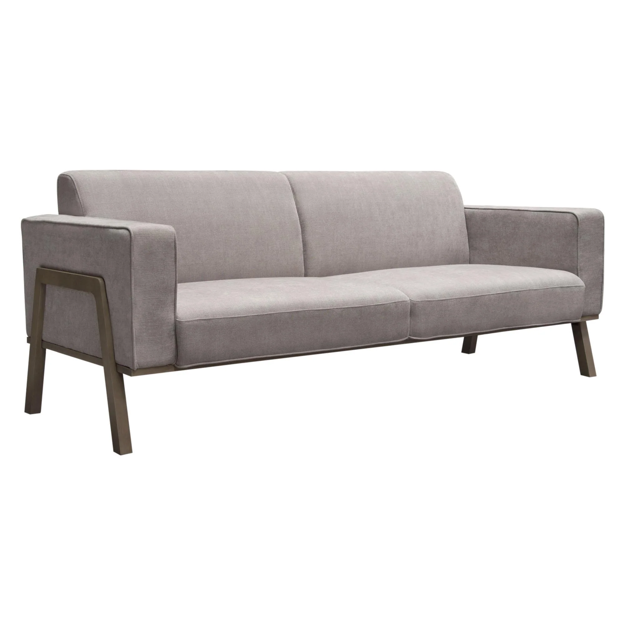 Blair Sofa in Grey Fabric with Curved Wood Leg Detail by Diamond Sofa - Image 3