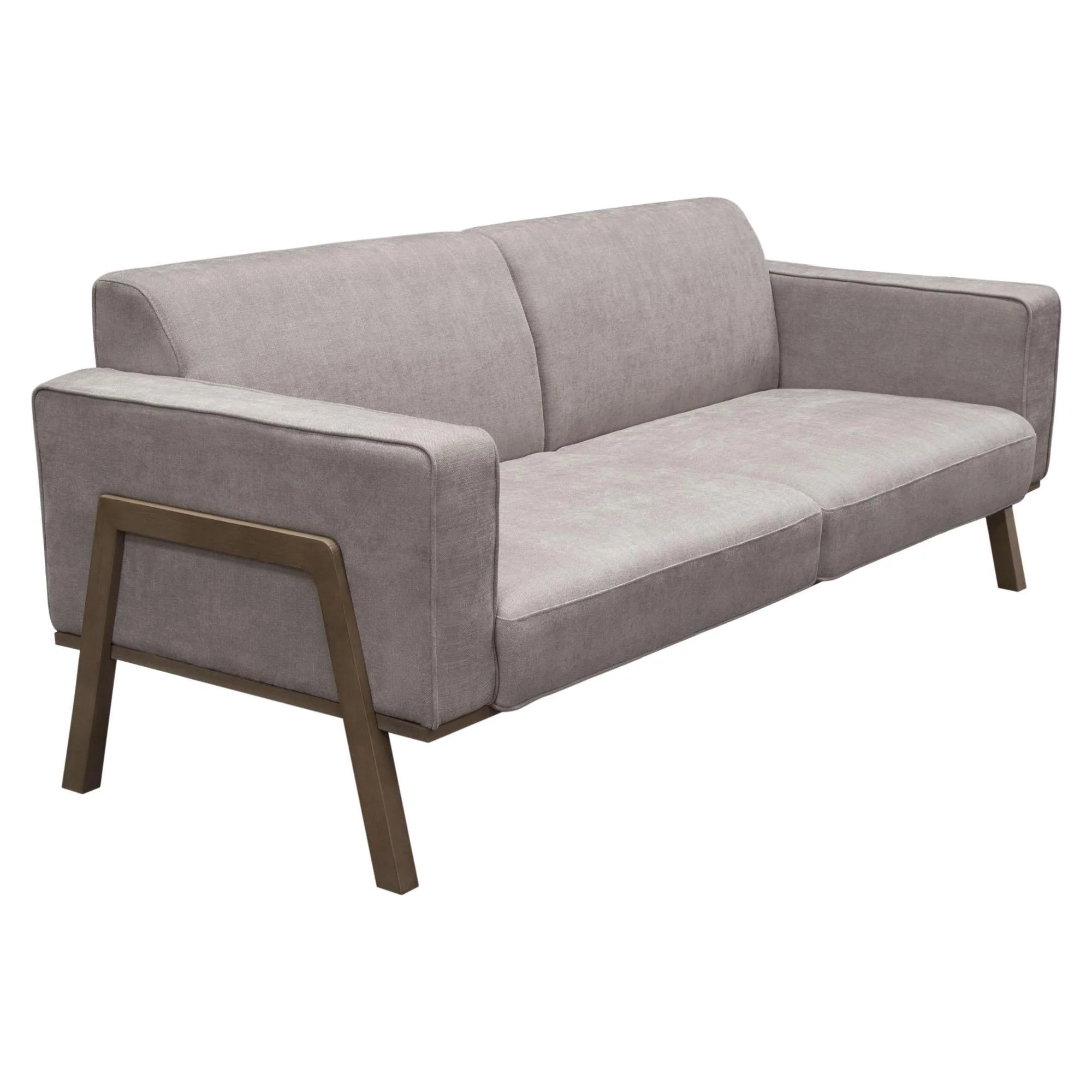 Blair Sofa in Grey Fabric with Curved Wood Leg Detail by Diamond Sofa - Image 4