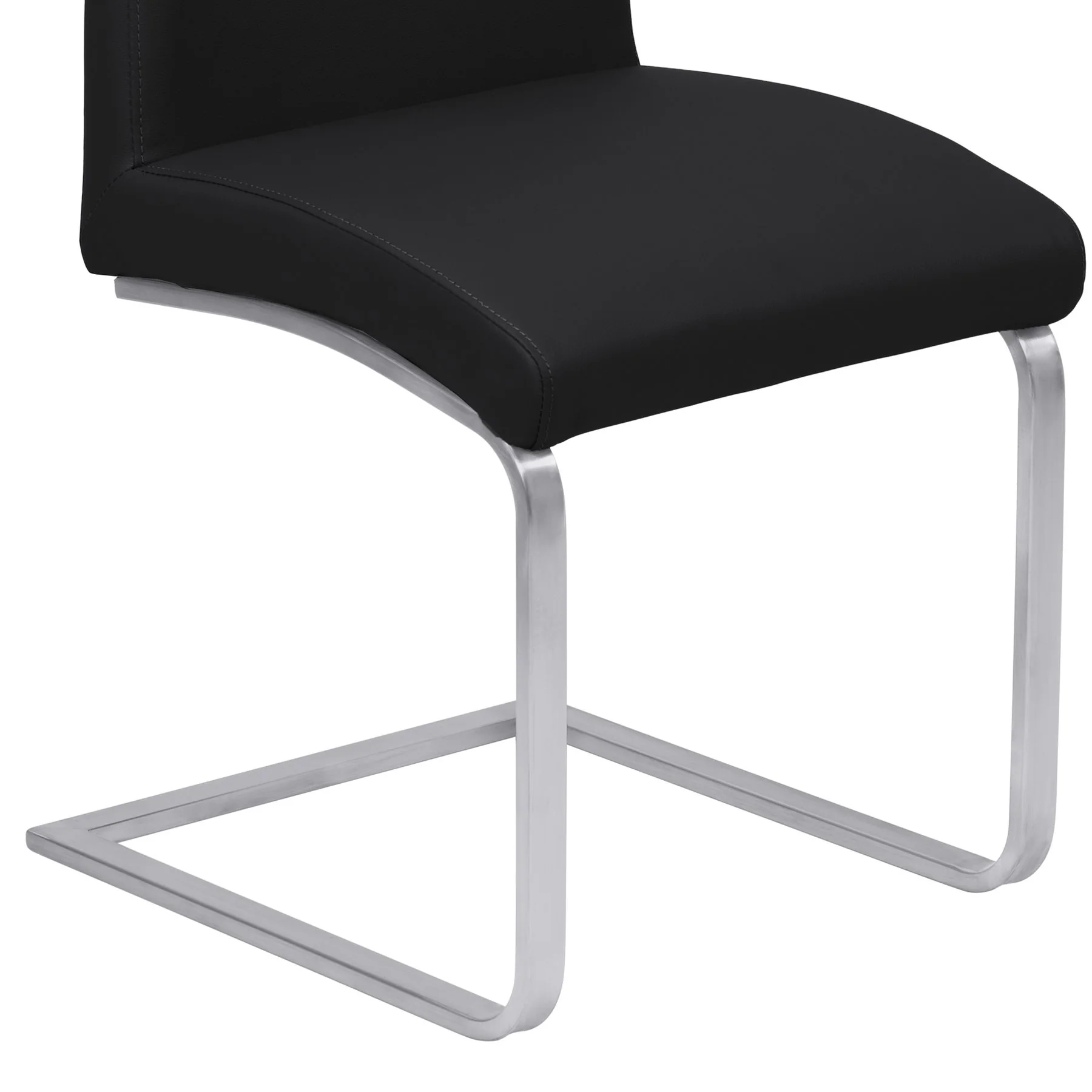 Blanca Contemporary Dining Chair in Black Faux Leather with Brushed Stainless Steel Finish - Set of 2 - Image 6