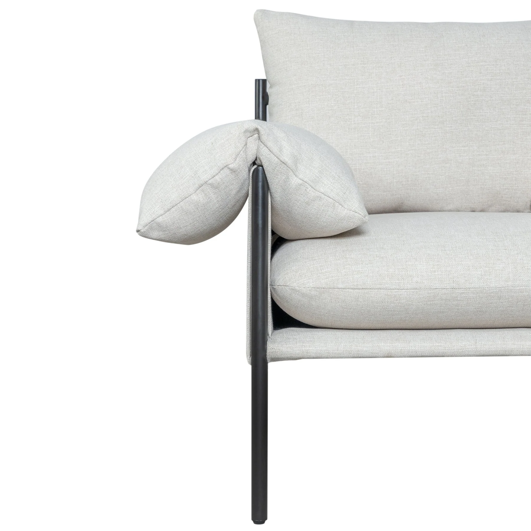 Bloom Accent Chair in Soft Oat Fabric  with Black Finish - Image 4
