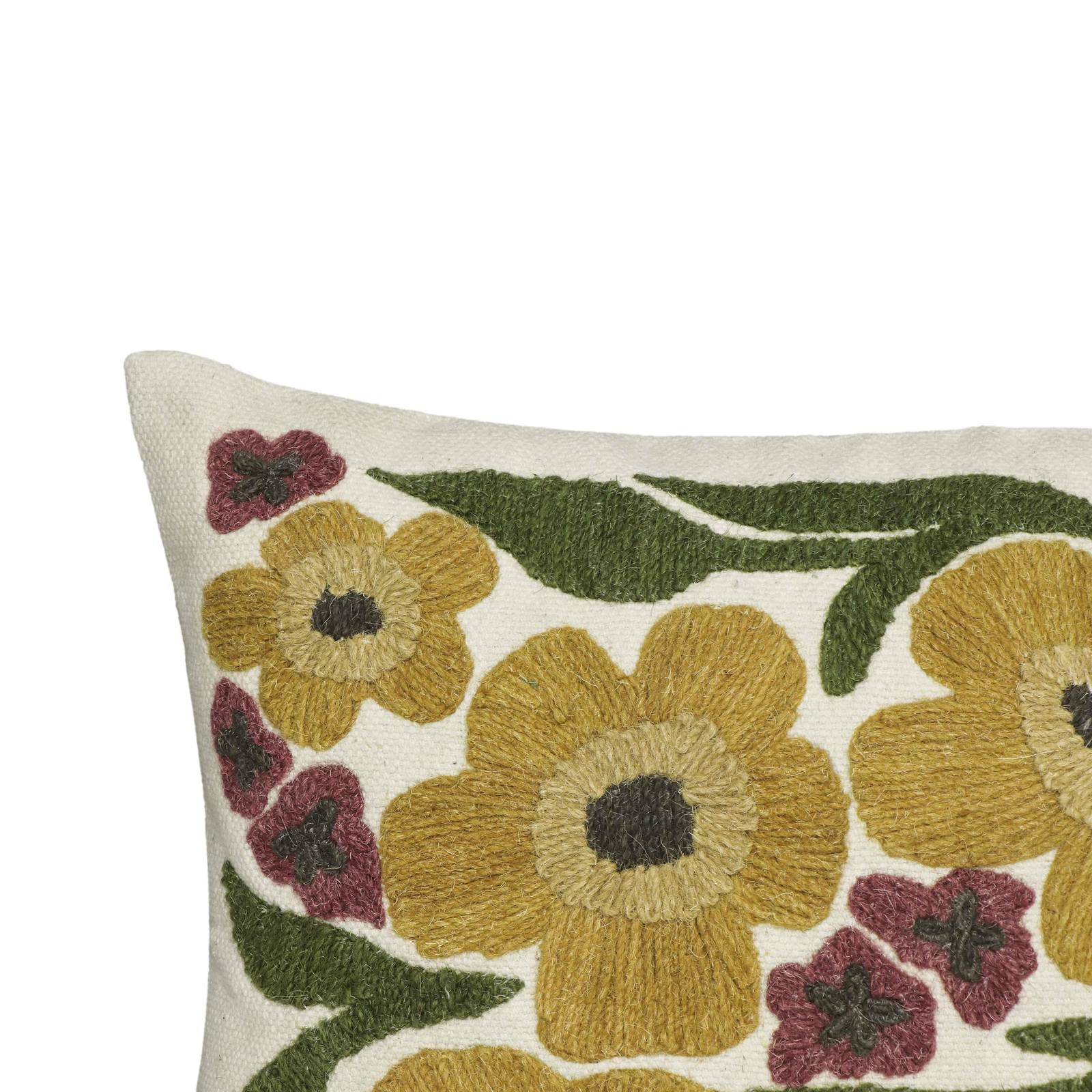 Blossom Embroidered Daisy Wool 24 x 16 inch Accent Cushion - Image 3