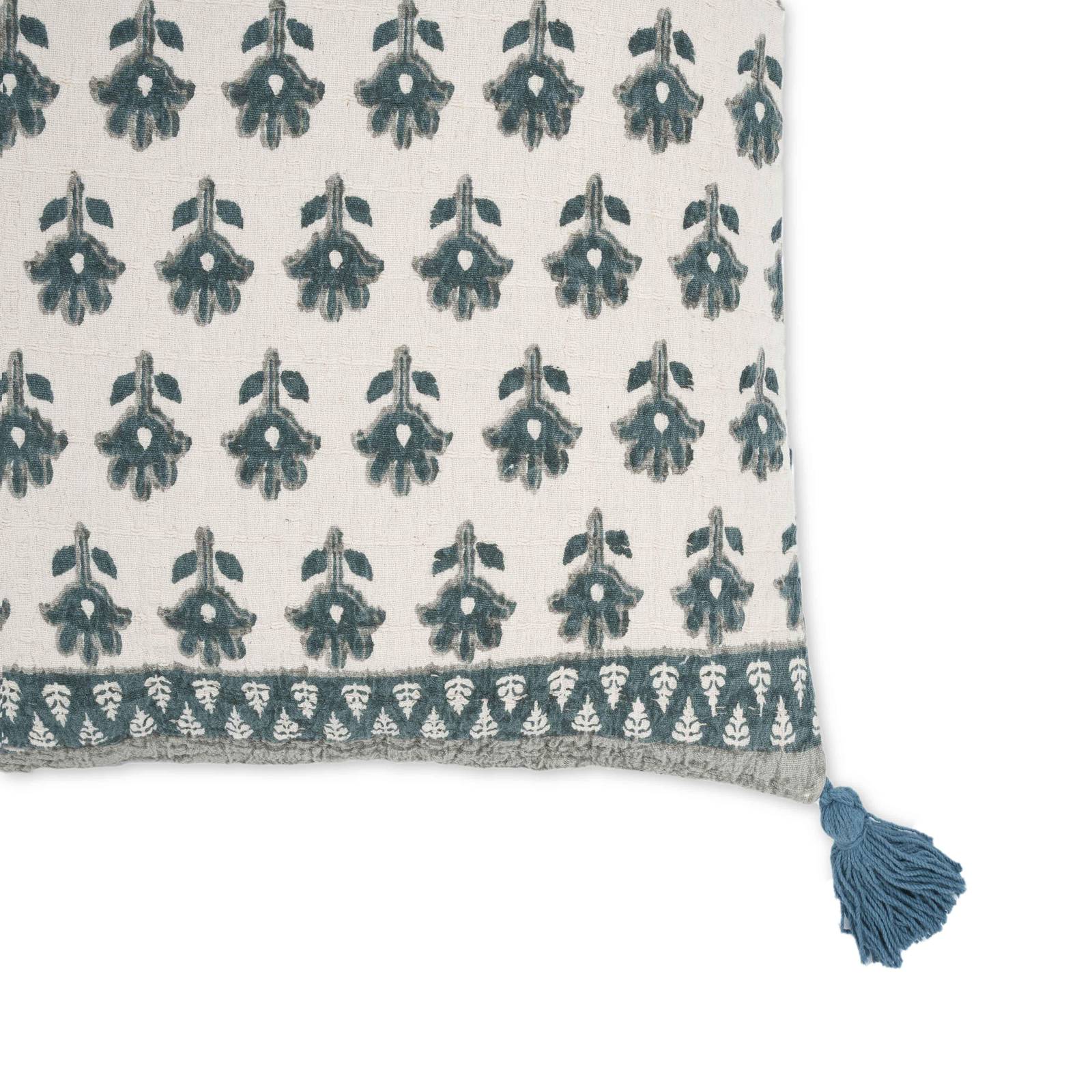 Blossom Printed Cotton Tassel Accent Cushion - COVER - Image 4
