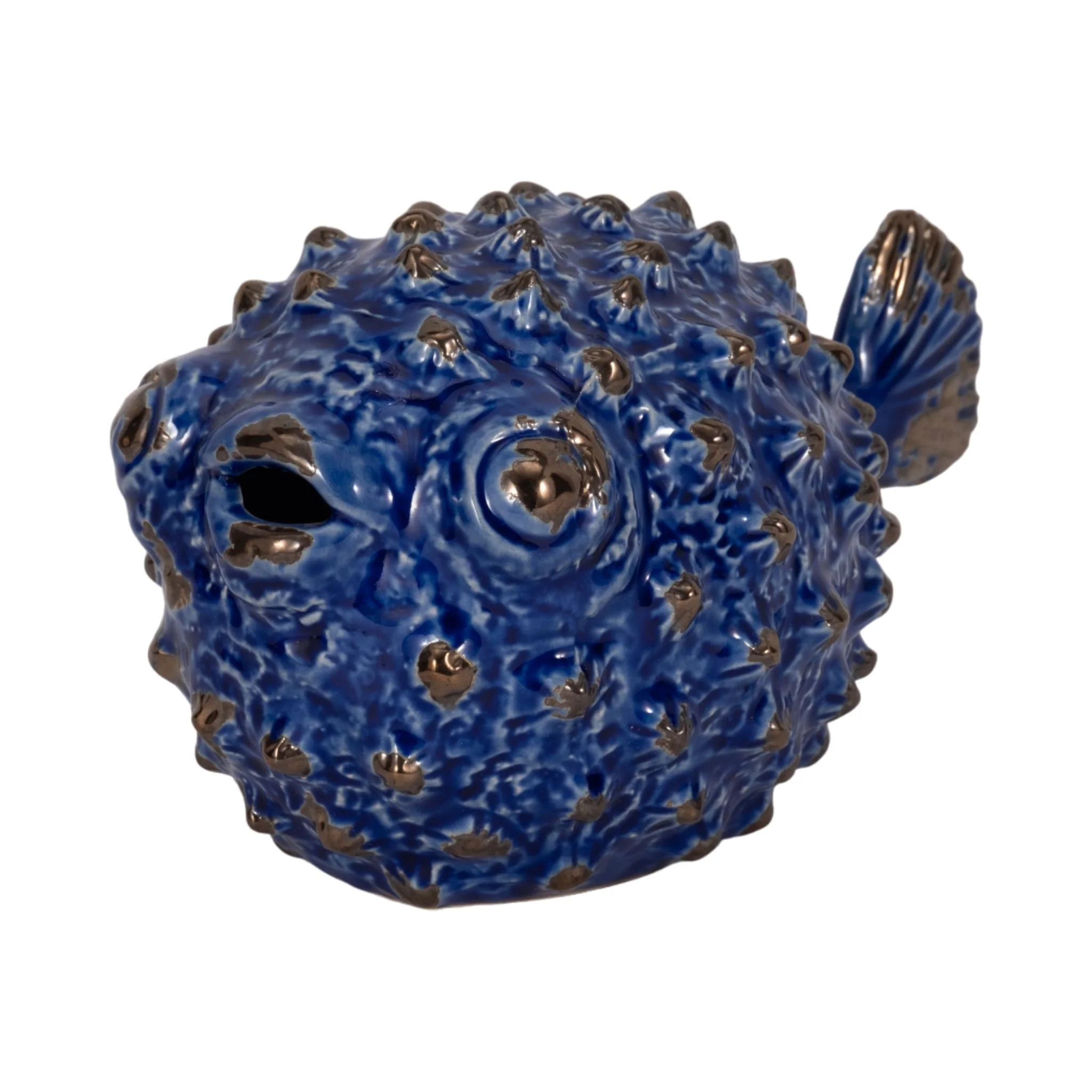 Blue Ceramic Puffer Fish 10 - Image 2