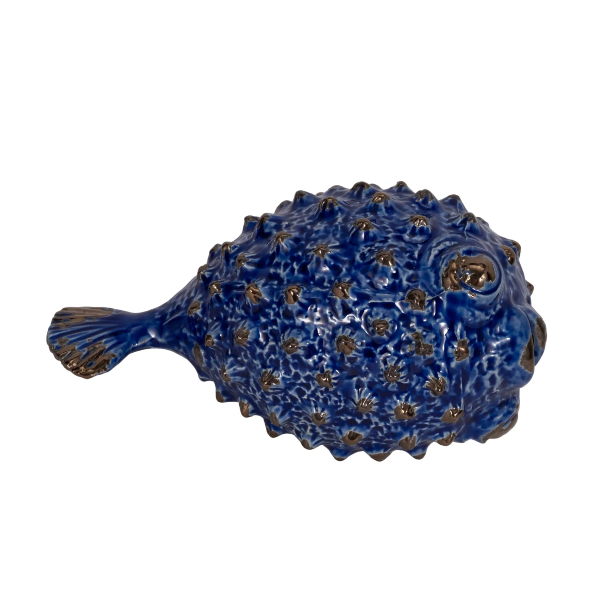 Blue Ceramic Puffer Fish 10 - Image 6