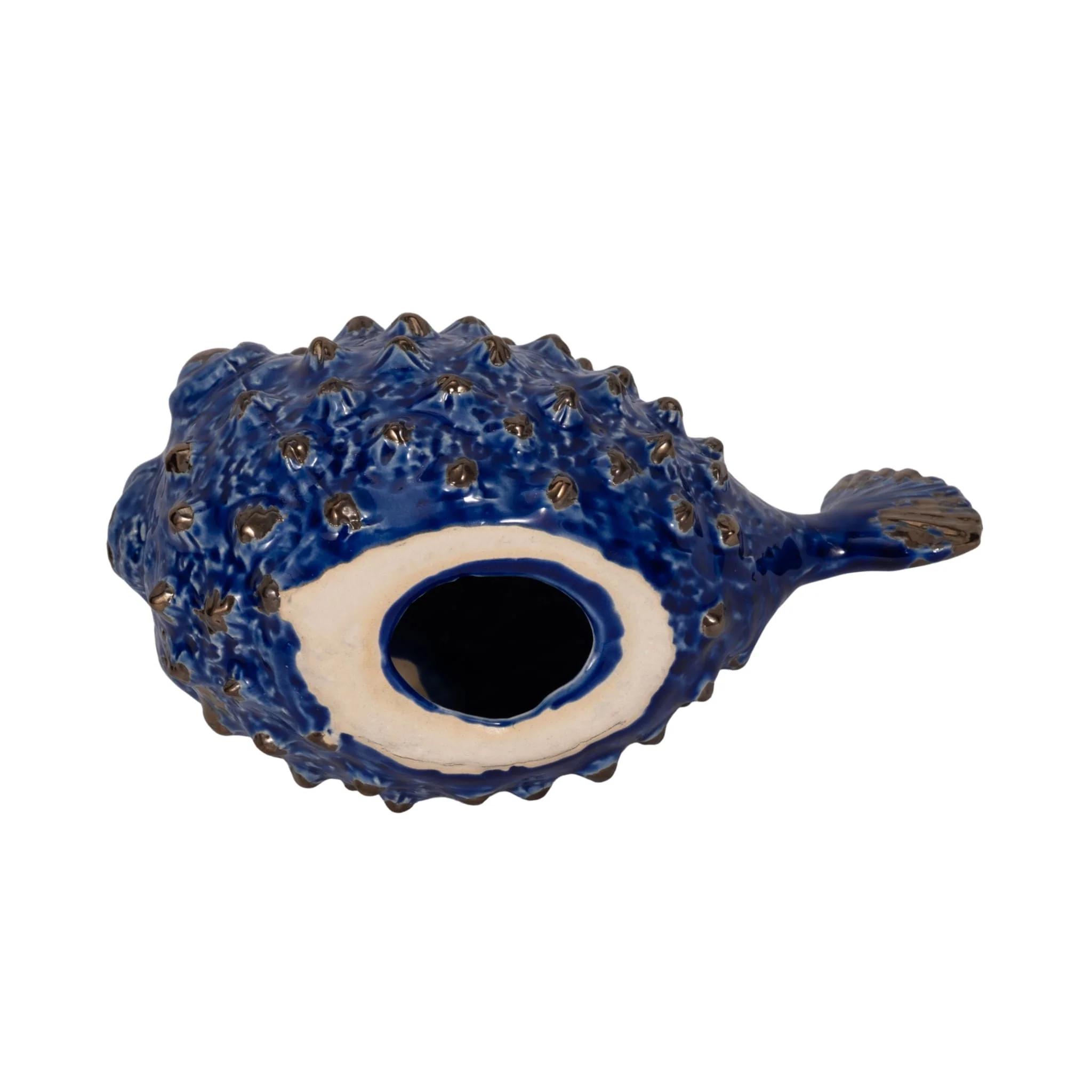 Blue Ceramic Puffer Fish 10 - Image 7