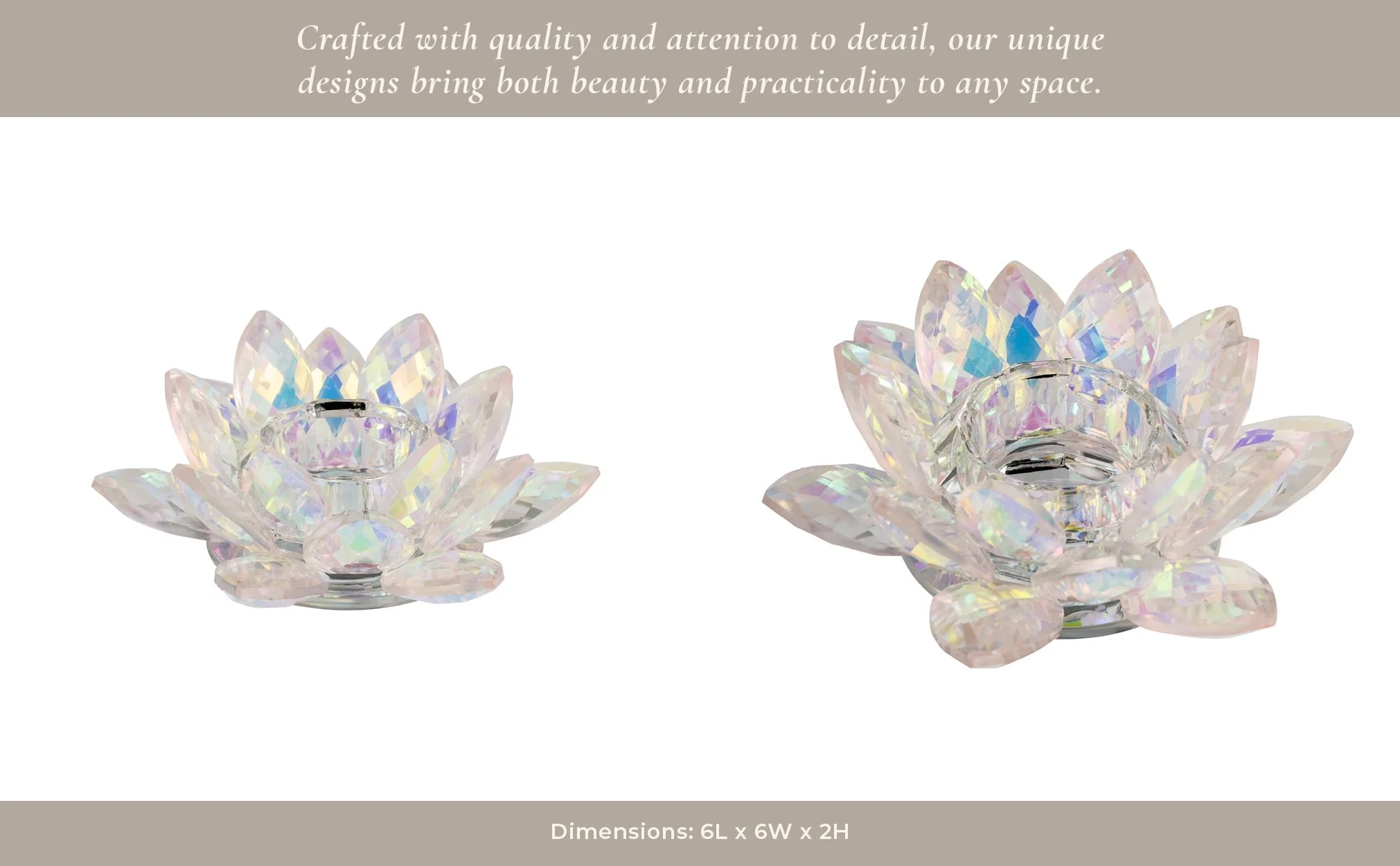 Blush Crystal Lotus Votive Holder 6 - Image 9