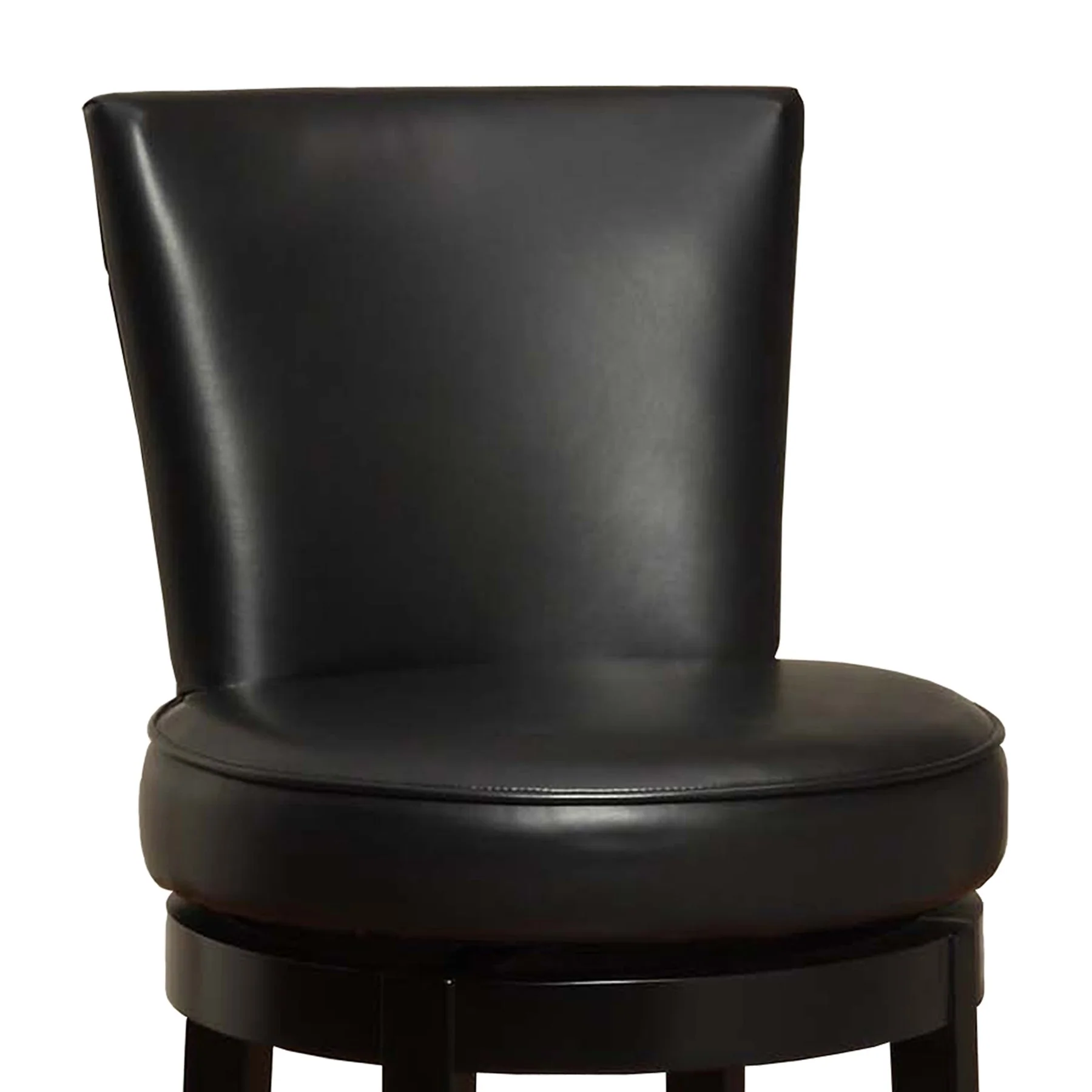 Boston 26" Counter Height Swivel Black Faux Leather and Black Wood Bar Stool - Image 2