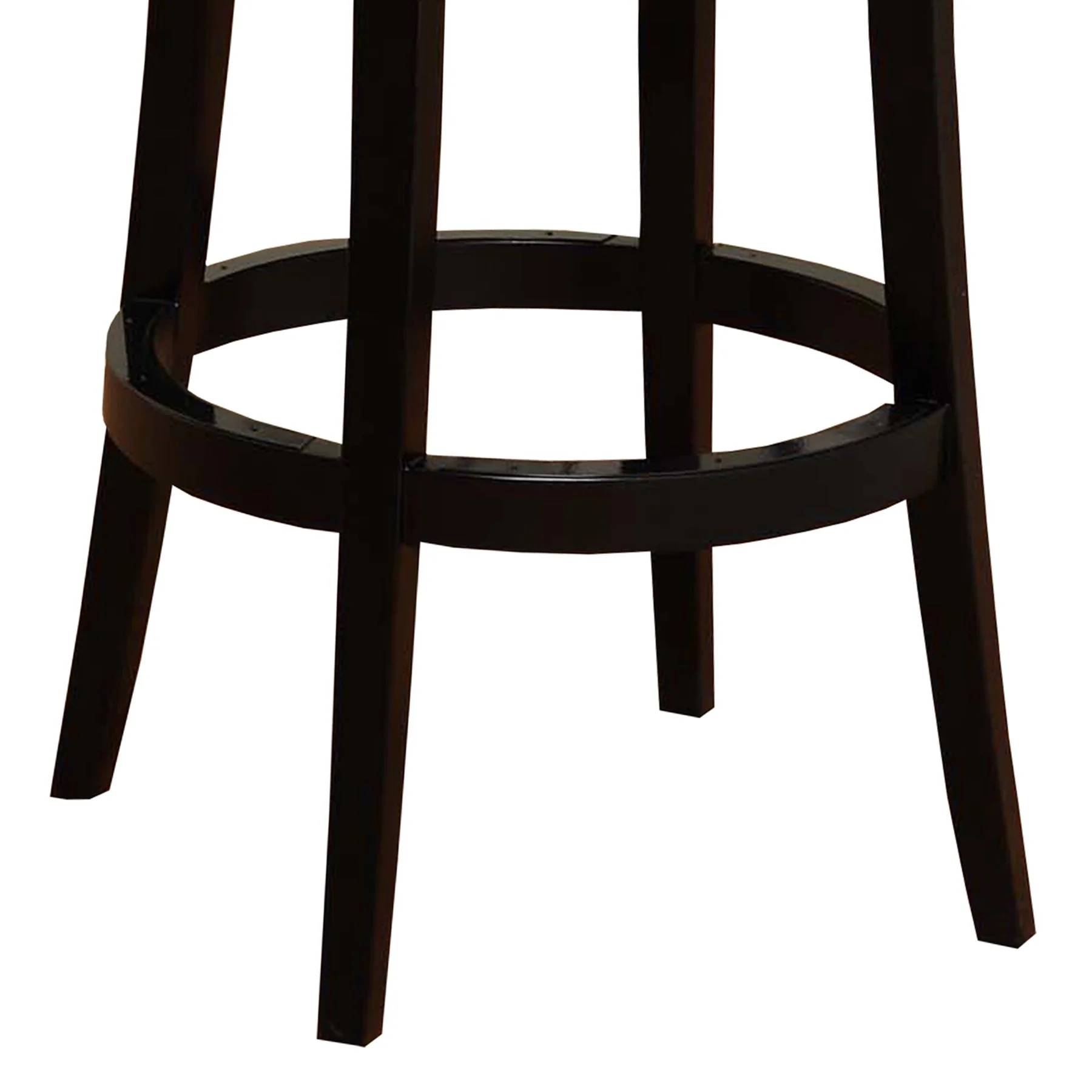 Boston 26" Counter Height Swivel Black Faux Leather and Black Wood Bar Stool - Image 3
