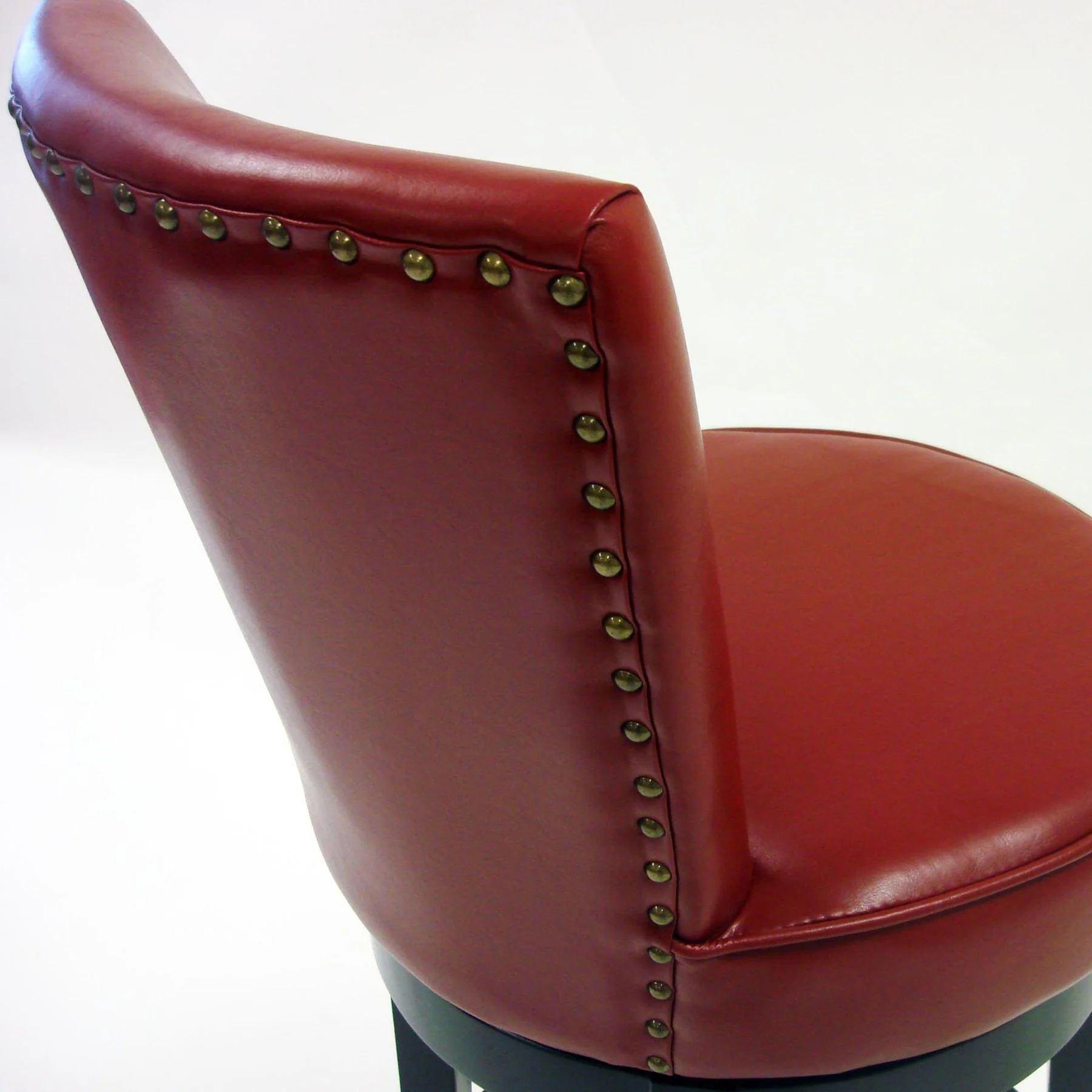 Boston 26" Counter Height Swivel Red Faux Leather and Black Wood Bar Stool - Image 2