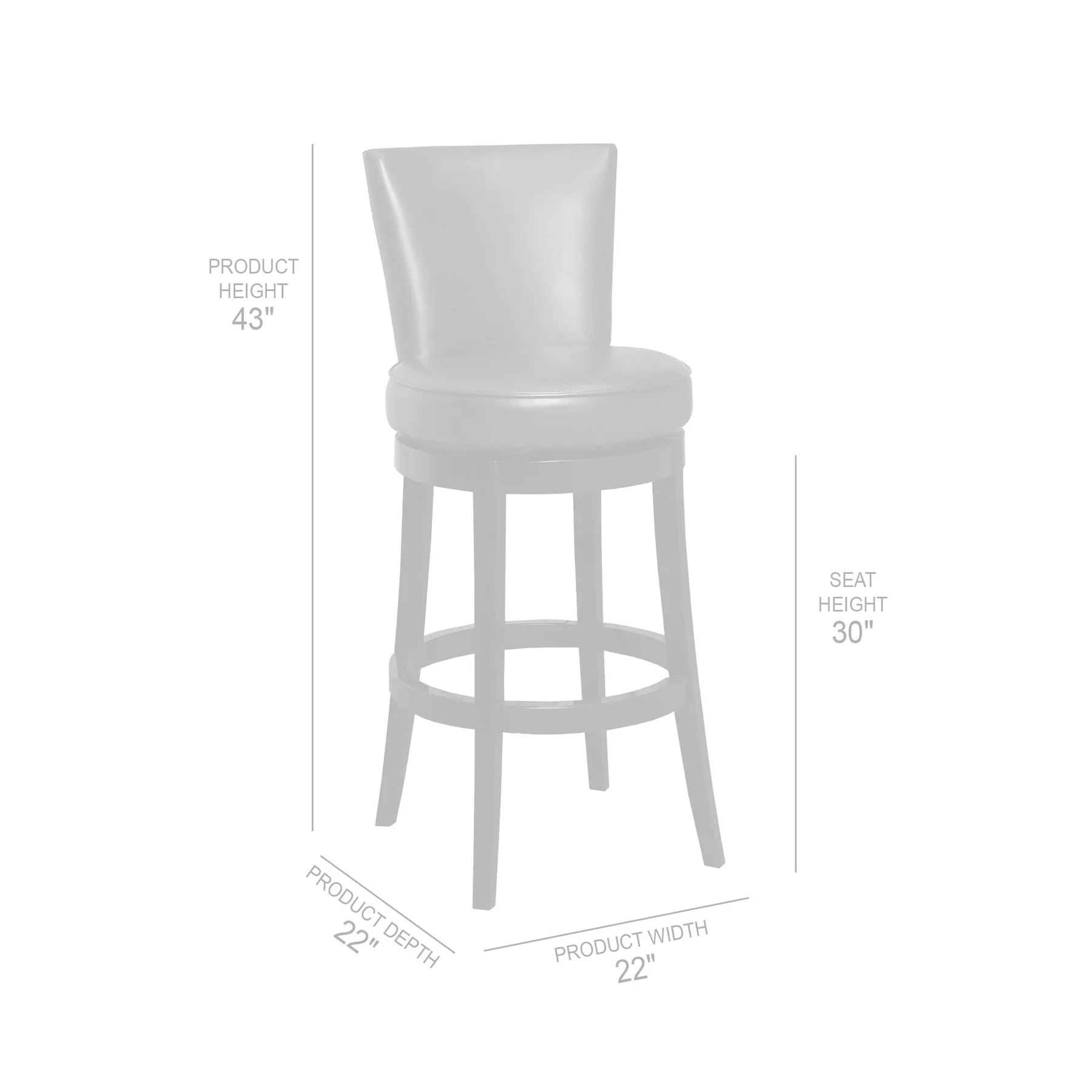 Boston 30" Bar Height Swivel Red Faux Leather and Black Wood Bar Stool - Image 3