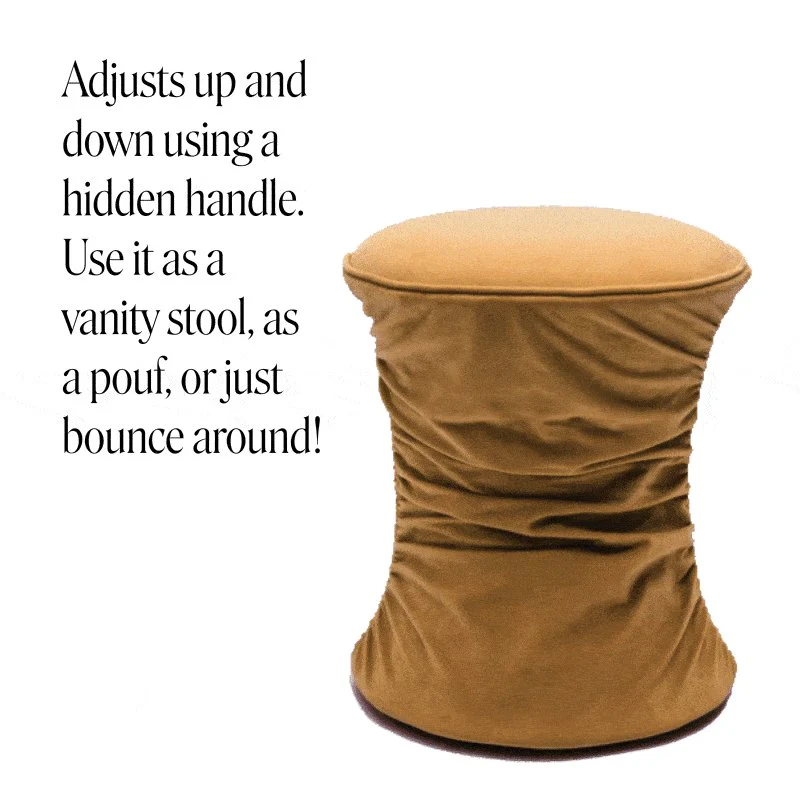 Bounce Dark Terracotta Ruched Velvet Adjustable Ottoman - Image 3