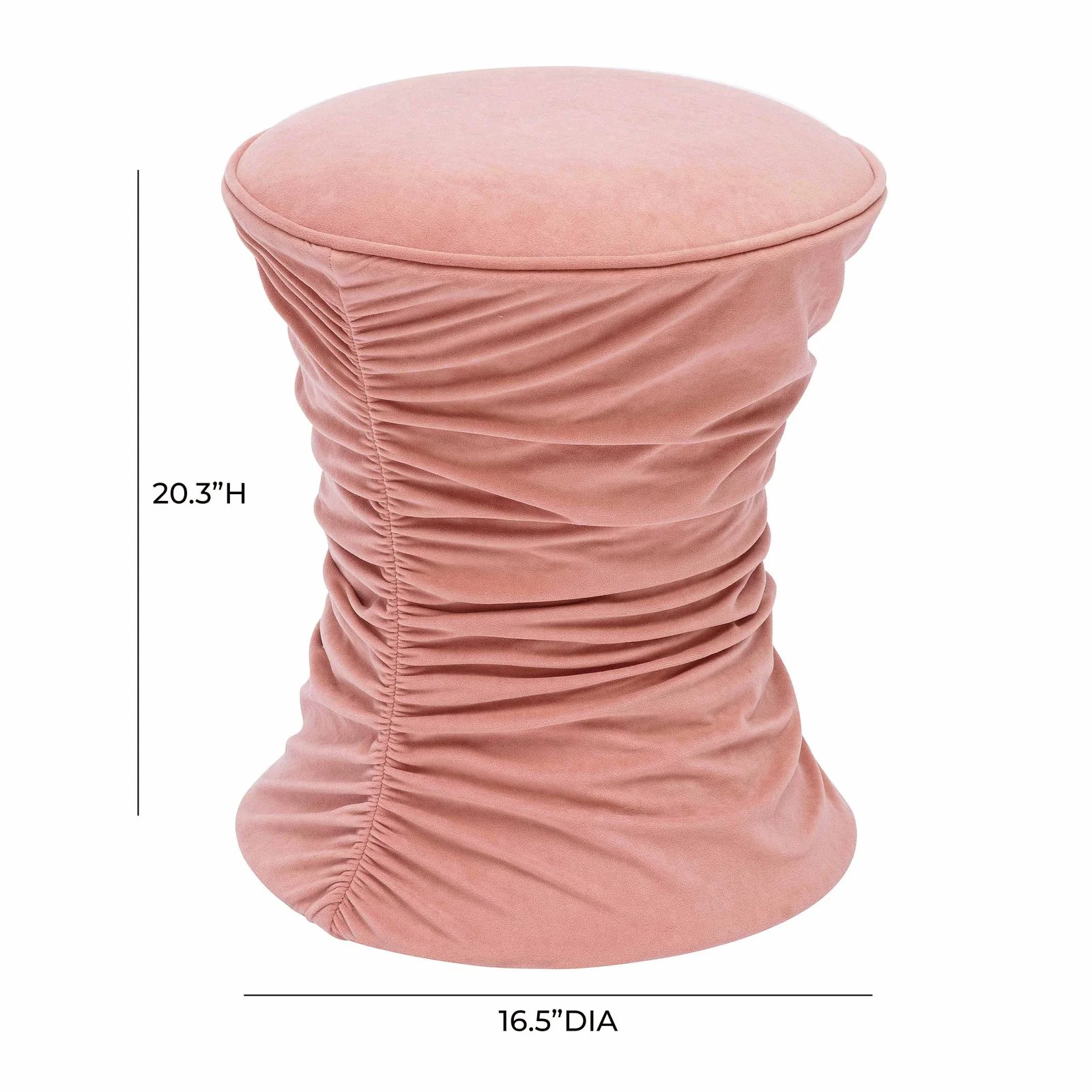 Bounce Rose Pink Ruched Velvet Adjustable Ottoman - Image 8
