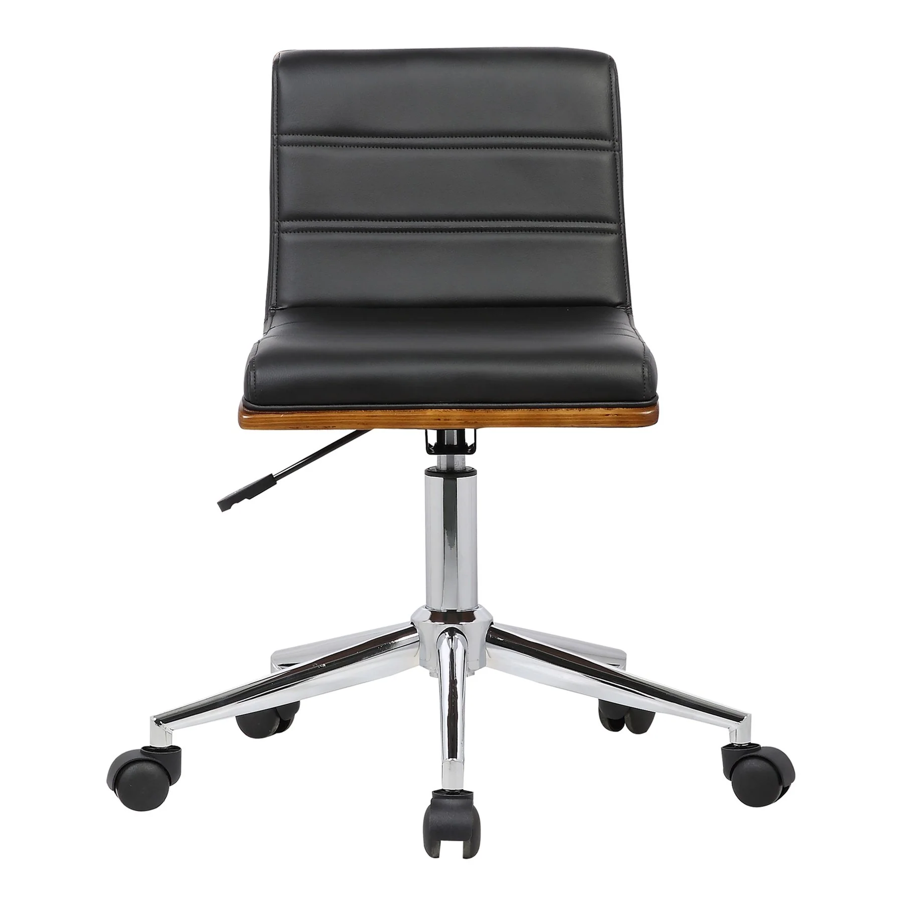 Bowie Mid-Century Office Chair in Chrome finish with Black Faux Leather and Walnut Veneer Back - Image 2