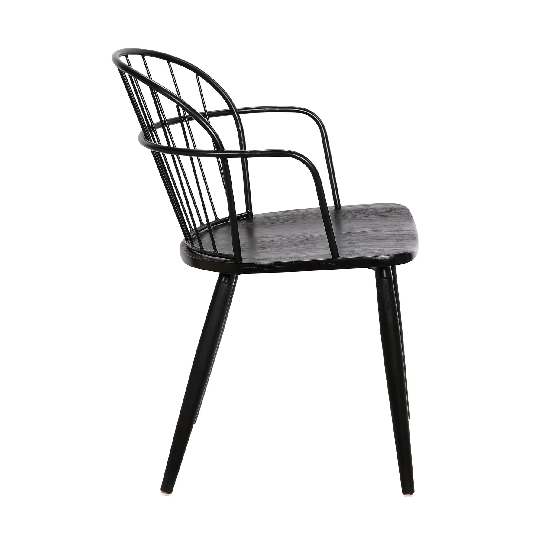 Bradley Steel Framed Side Chair in Black Powder Coated Finish and Black Brushed Wood - Image 3