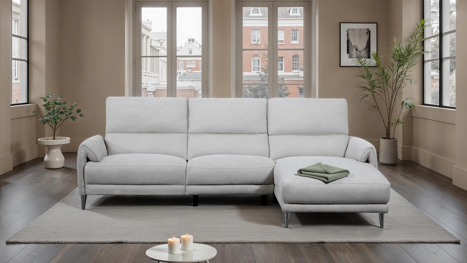 Brande Power Sectional, Right Chaise, Light Gray - Image 2