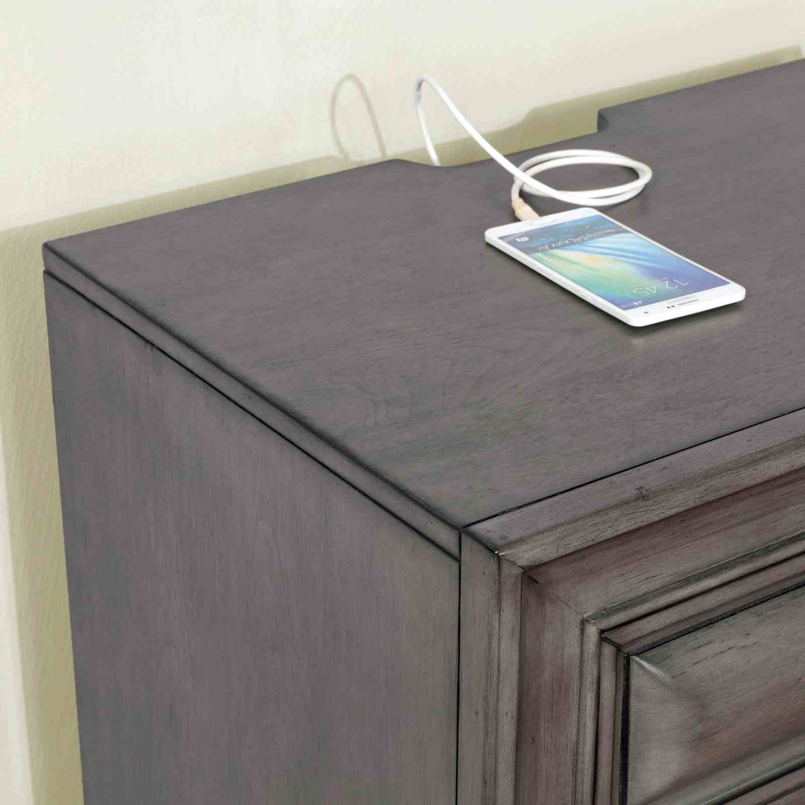 Brandt Nightstand w/ USB, Gray - Image 3