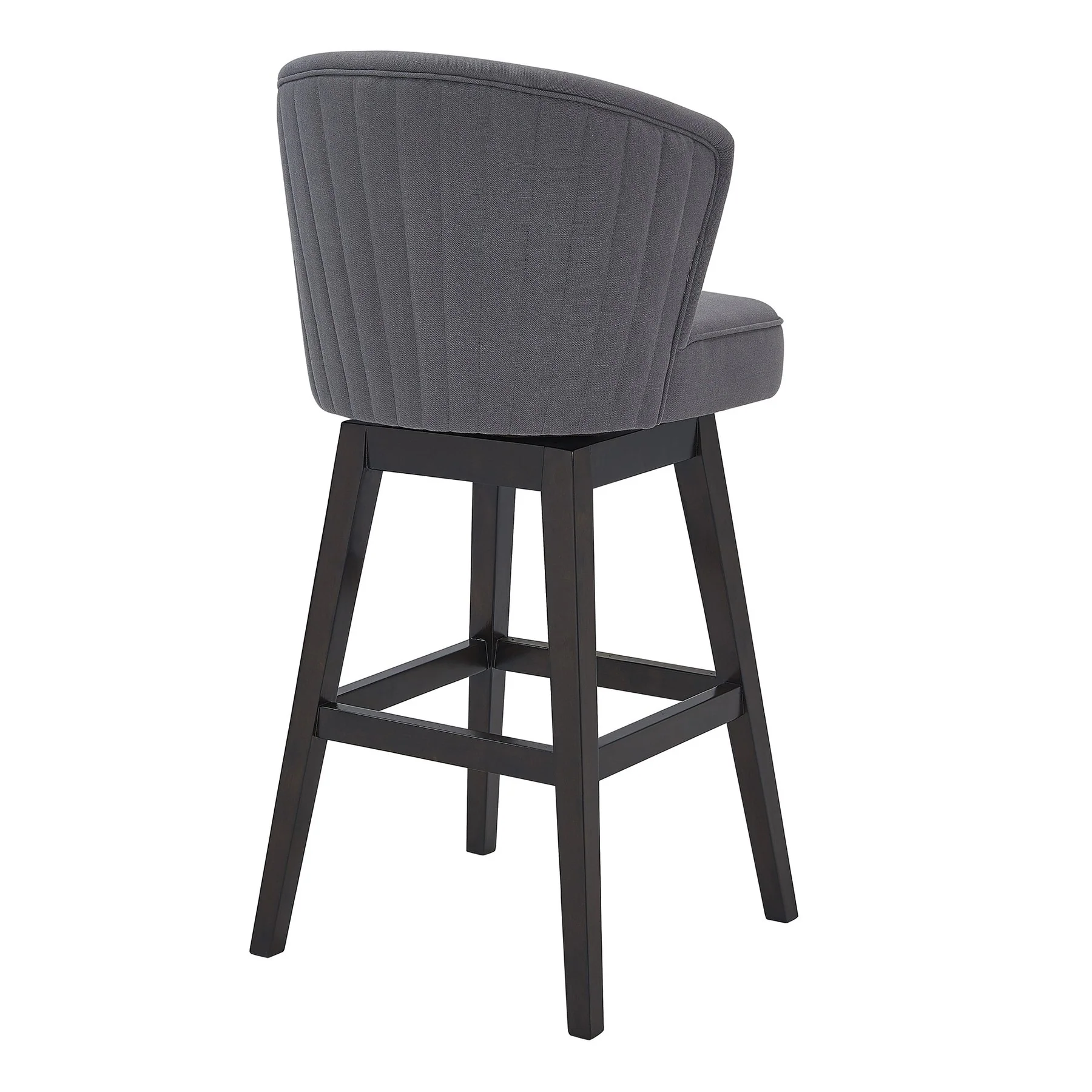 Brandy 26" Counter Height Swivel Gray Fabric and Espresso Wood Bar Stool - Image 3