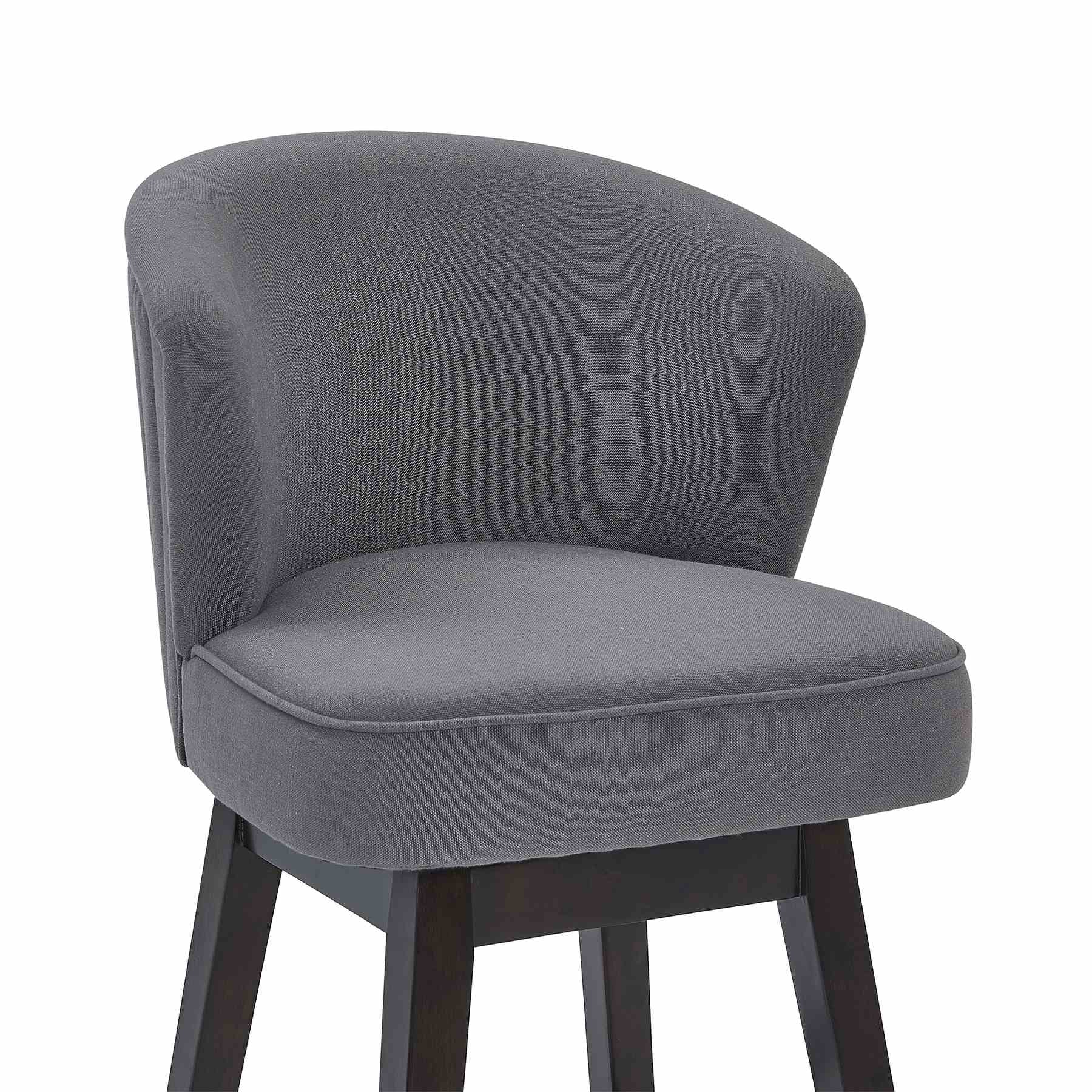 Brandy 26" Counter Height Swivel Gray Fabric and Espresso Wood Bar Stool - Image 4