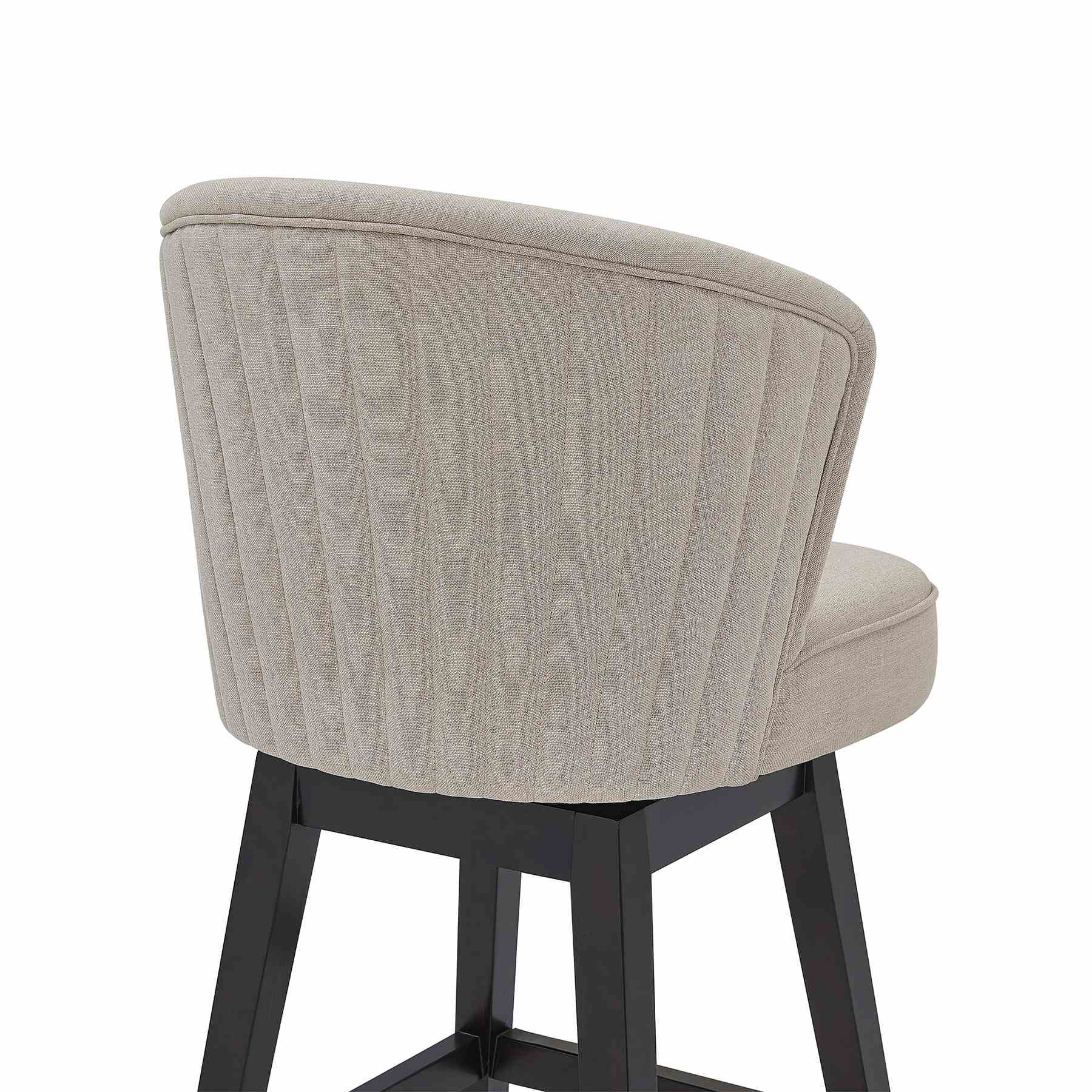 Brandy 26" Counter Height Swivel Tan Fabric and Espresso Wood Bar Stool - Image 5