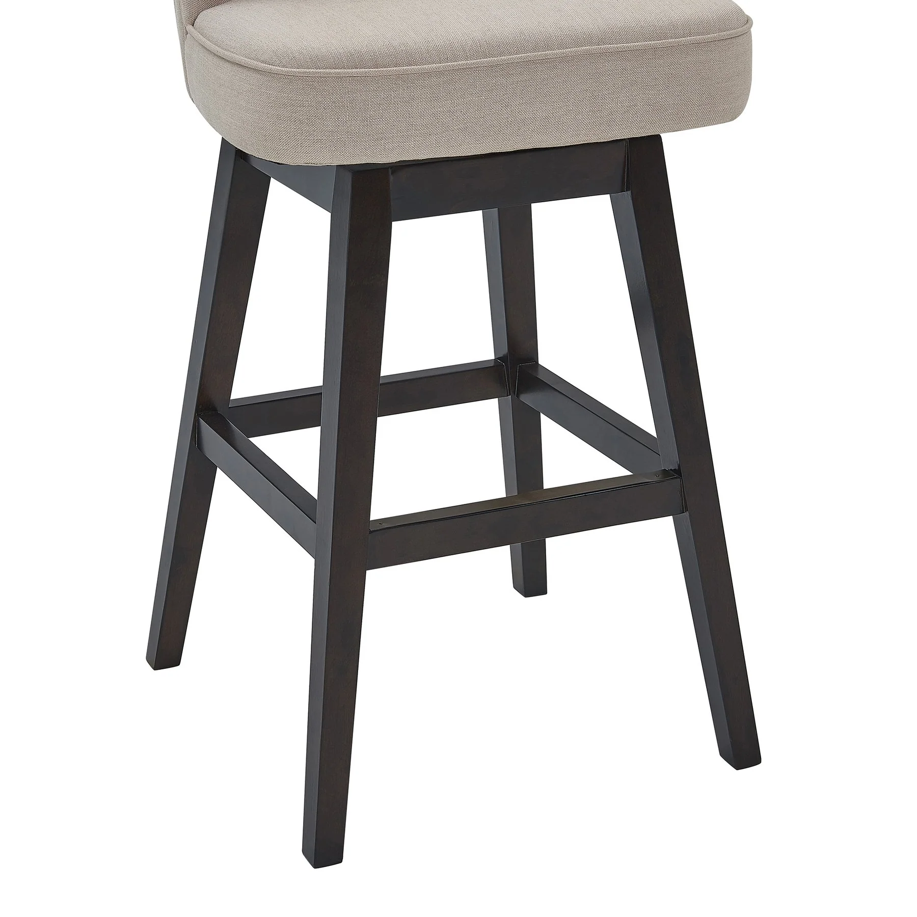 Brandy 26" Counter Height Swivel Tan Fabric and Espresso Wood Bar Stool - Image 6