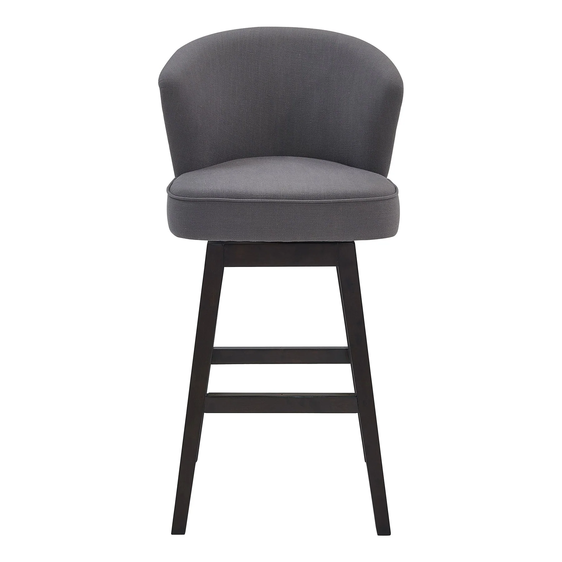 Brandy 30" Bar Height Swivel Gray Fabric and Espresso Wood Bar Stool - Image 2