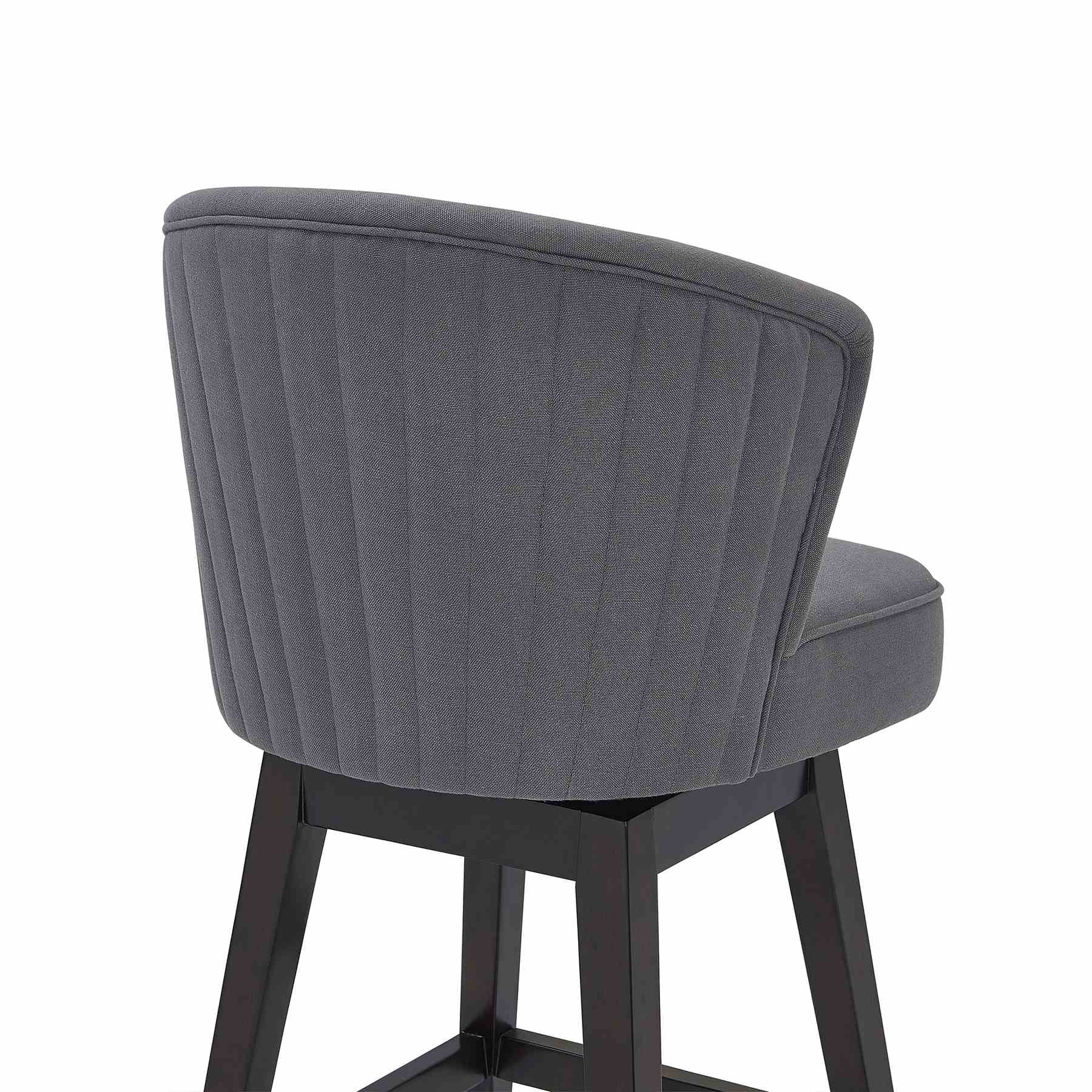 Brandy 30" Bar Height Swivel Gray Fabric and Espresso Wood Bar Stool - Image 5