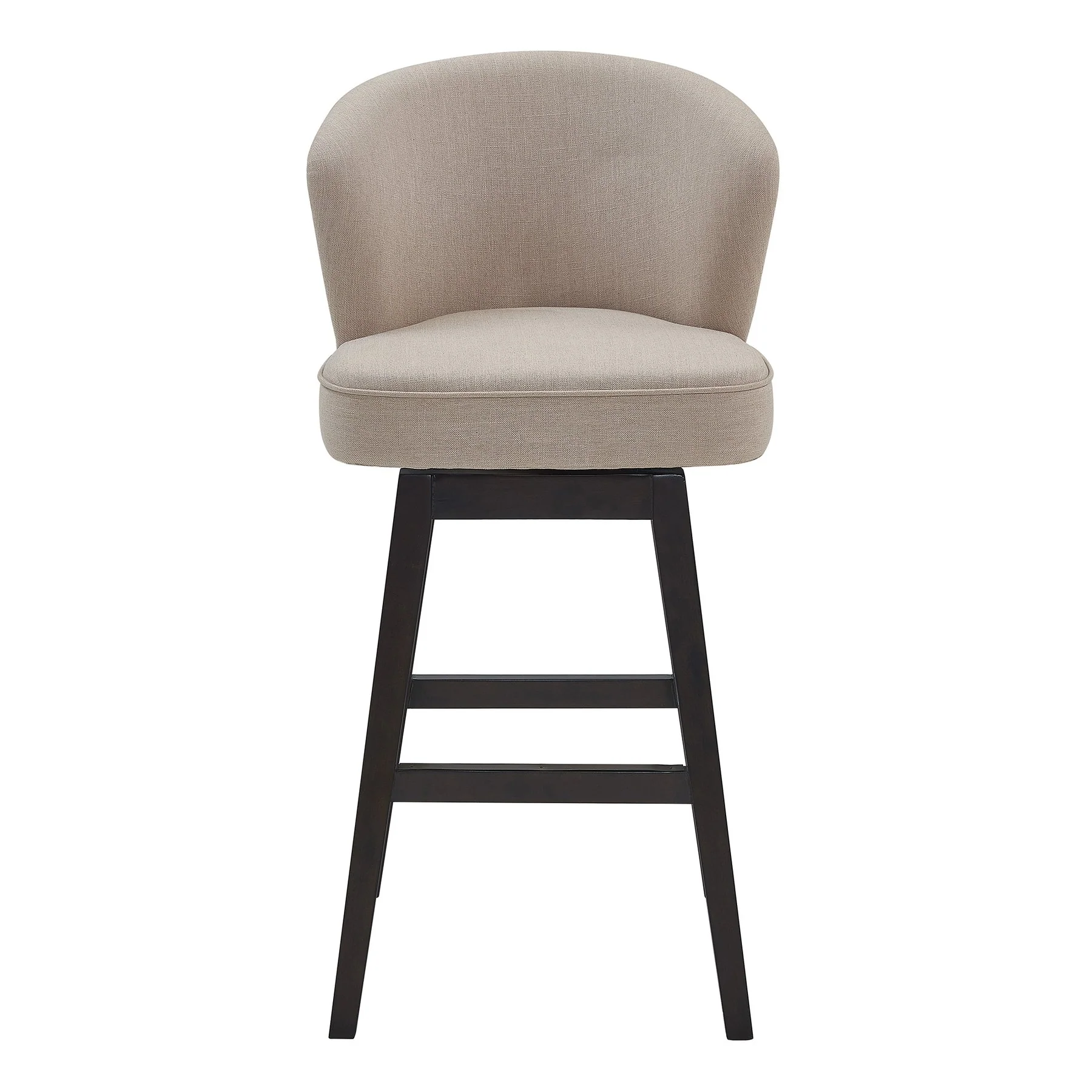 Brandy 30" Bar Height Swivel Tan Fabric and Espresso Wood Bar Stool - Image 2