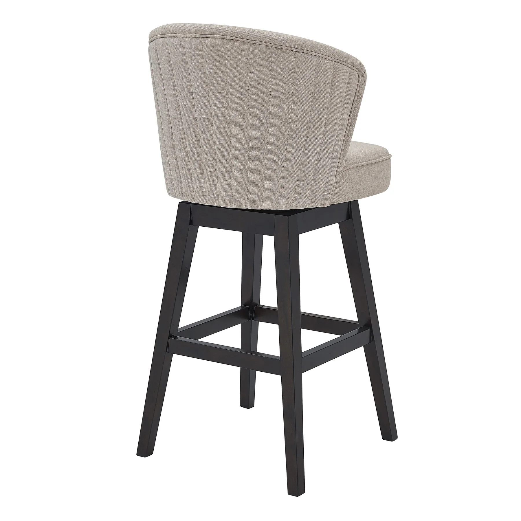 Brandy 30" Bar Height Swivel Tan Fabric and Espresso Wood Bar Stool - Image 3