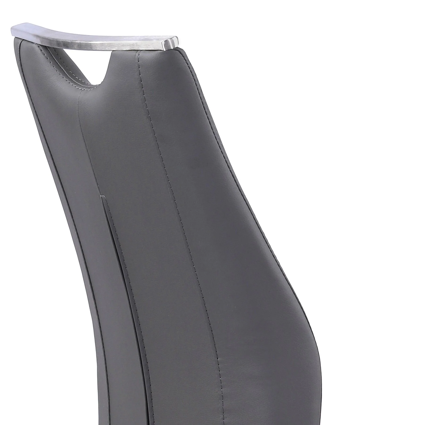 Bravo Contemporary Dining Chair in Gray Faux Leather and Brushed Stainless Steel Finish - Set of 2 - Image 5