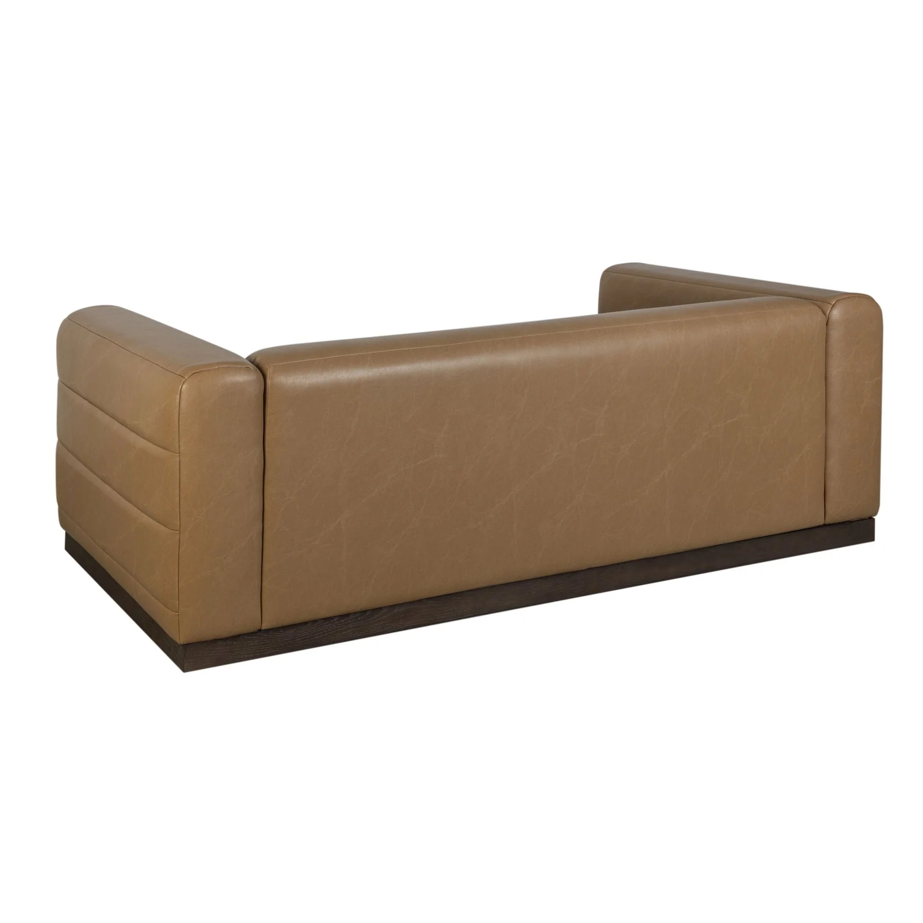 Brea 90.5 in. 3-Seater Sofa in Bistre Brown Faux Leather with Rectangular Seat and Square Arms - Image 3