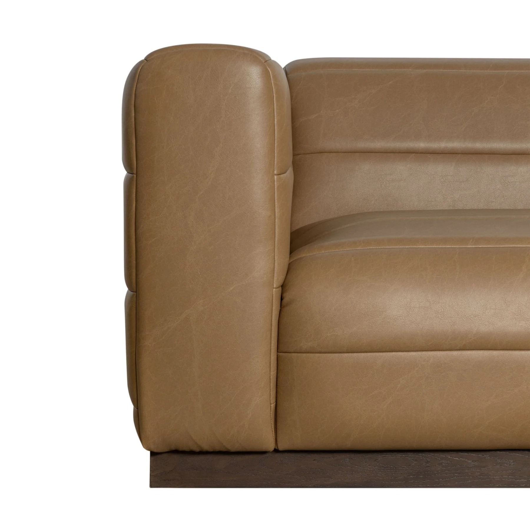 Brea 90.5 in. 3-Seater Sofa in Bistre Brown Faux Leather with Rectangular Seat and Square Arms - Image 4