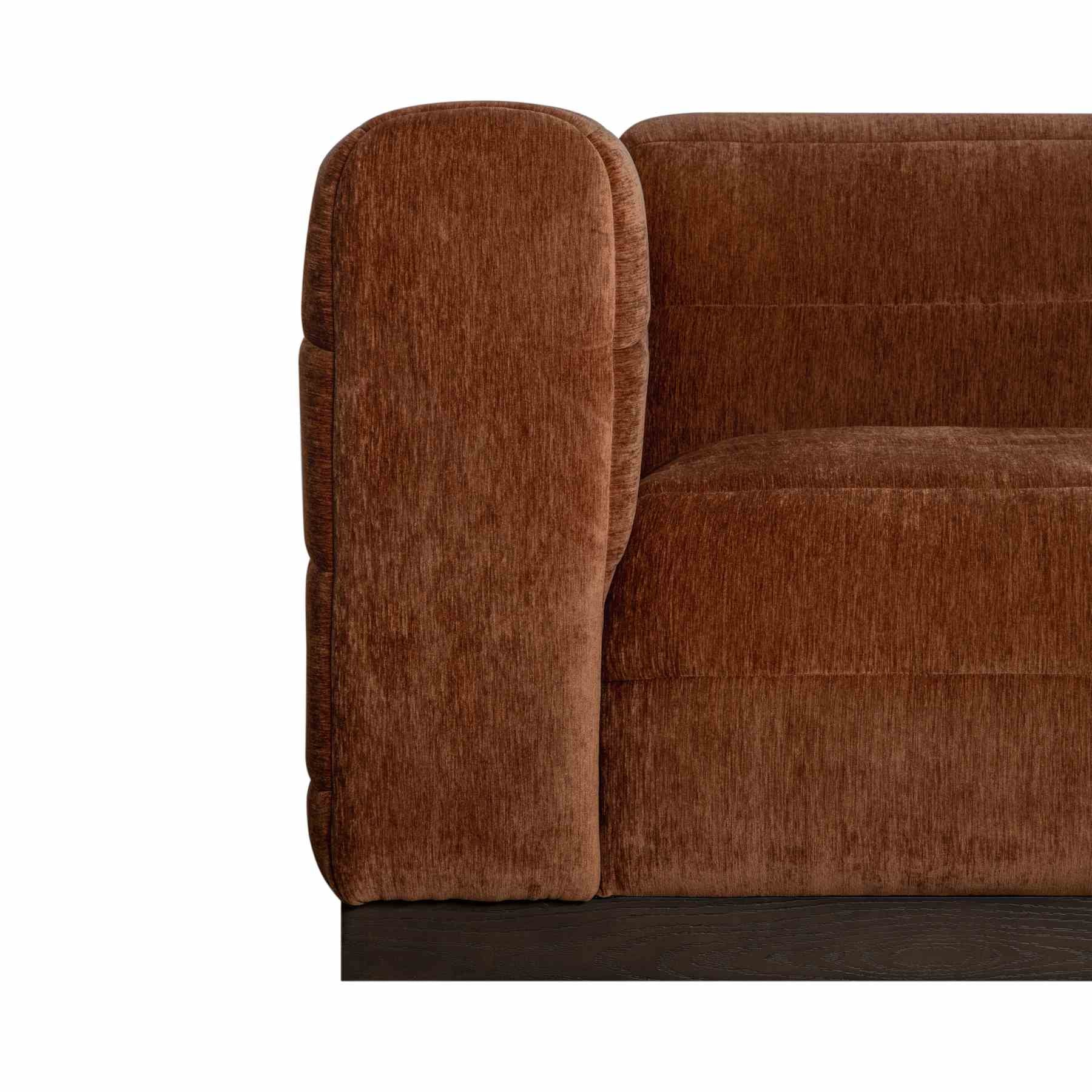 Brea 90.5 in. 3-Seater Sofa in Logan Brown Fabric with Rectangular Seat and Square Arms - Image 4