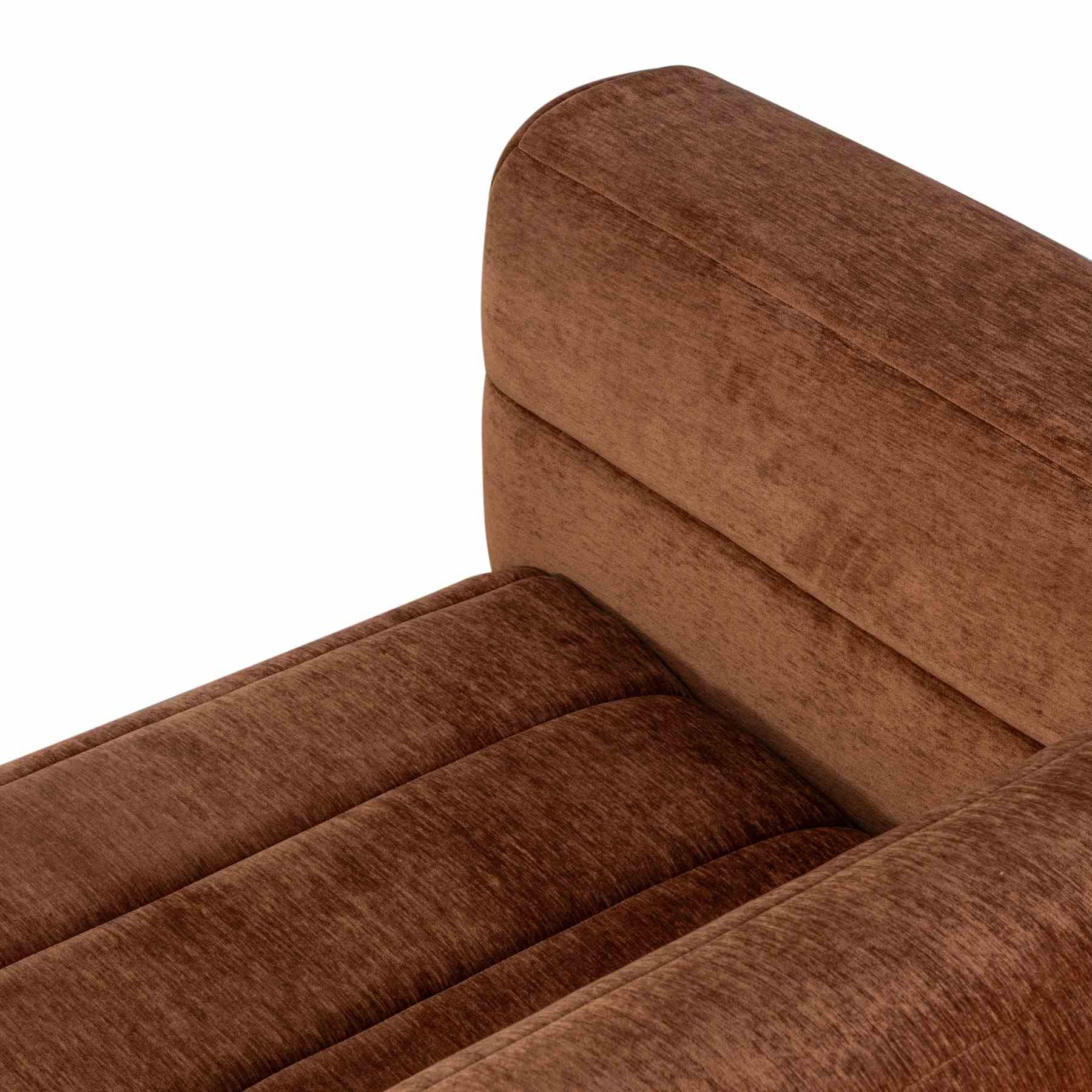 Brea 90.5 in. 3-Seater Sofa in Logan Brown Fabric with Rectangular Seat and Square Arms - Image 6
