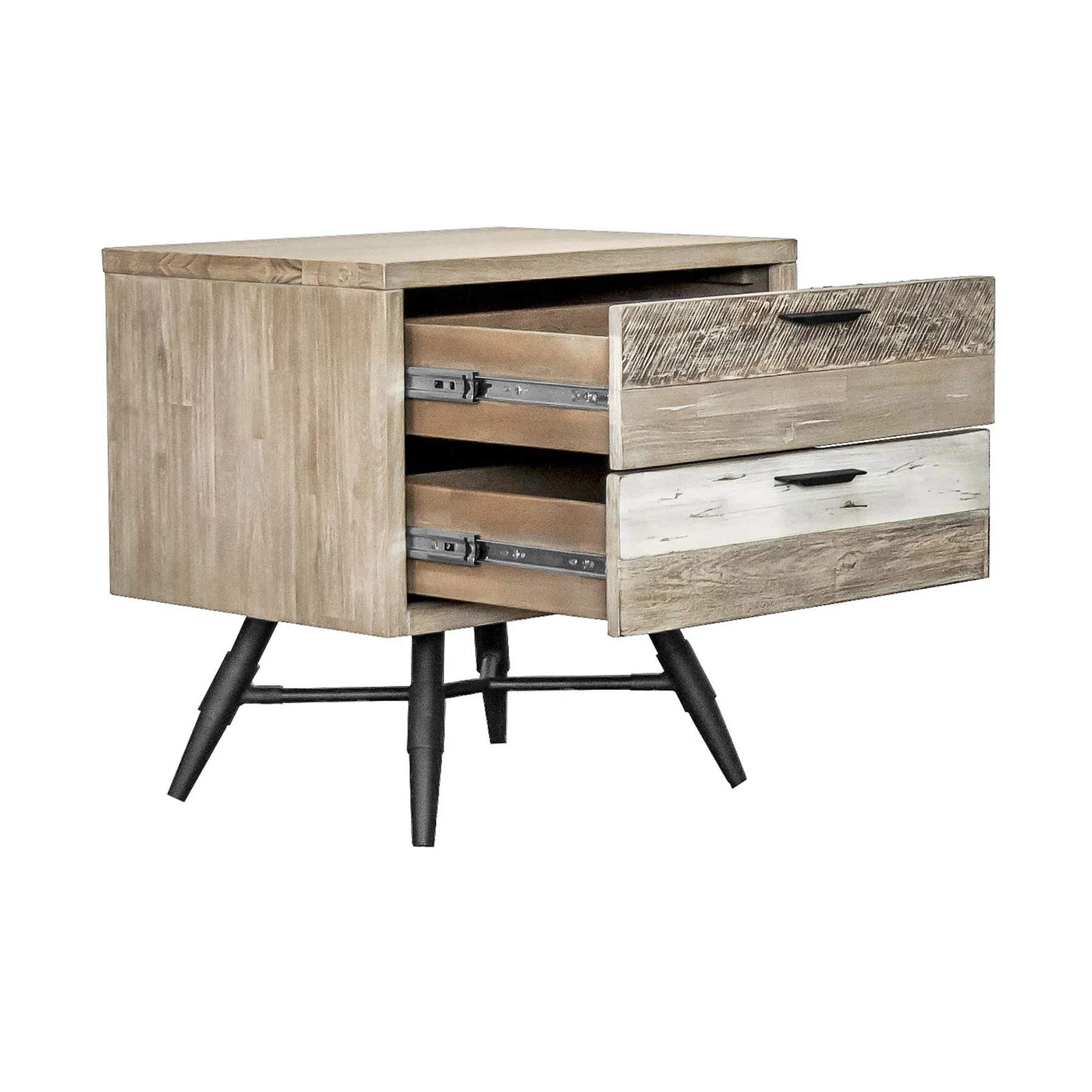 Bridges 2 Drawer Nightstand in Two Tone Acacia Wood - Image 3