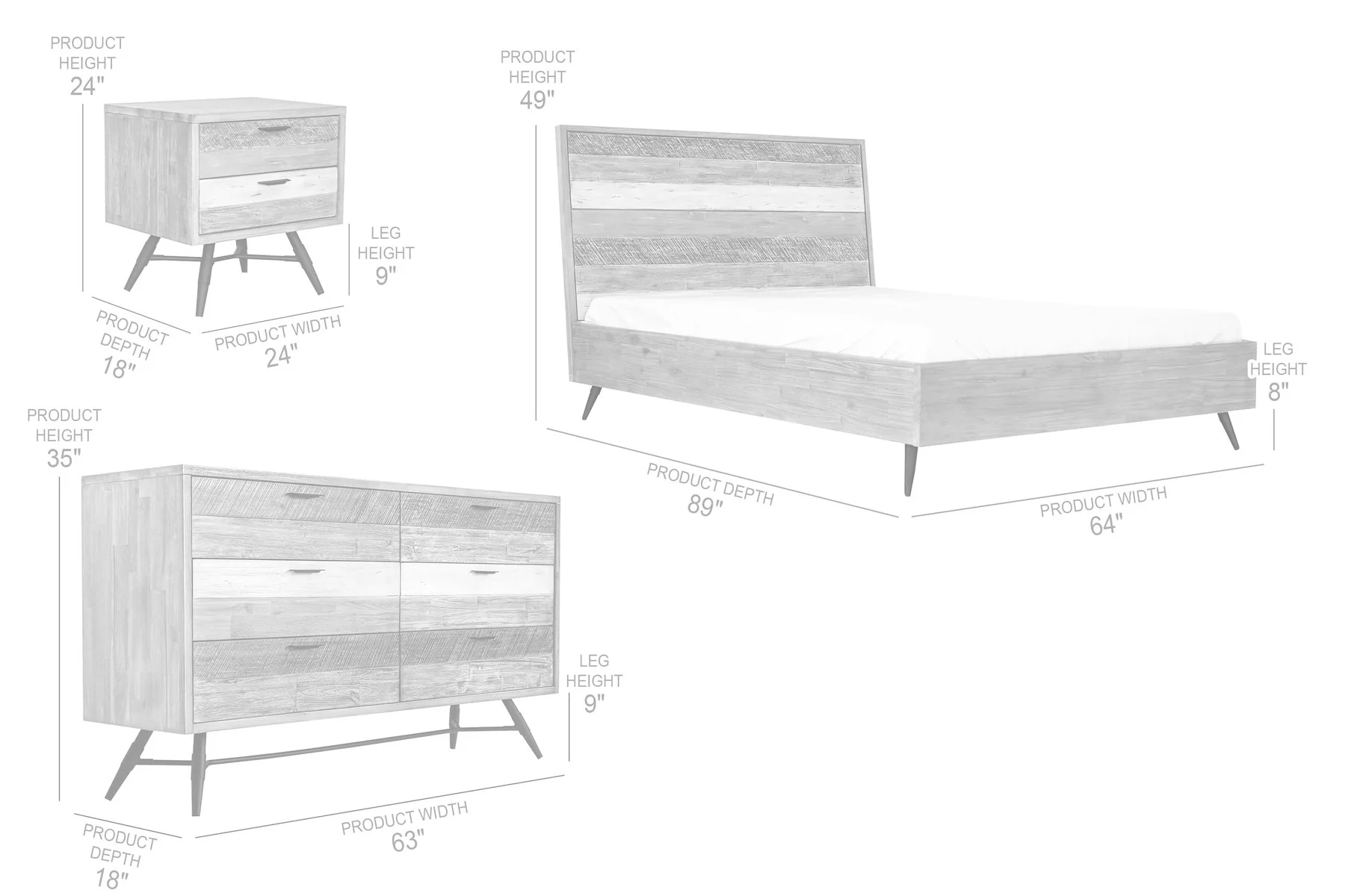 Bridges 4 Piece Queen Bedroom Set in Two-Tone Acacia Wood - Image 10