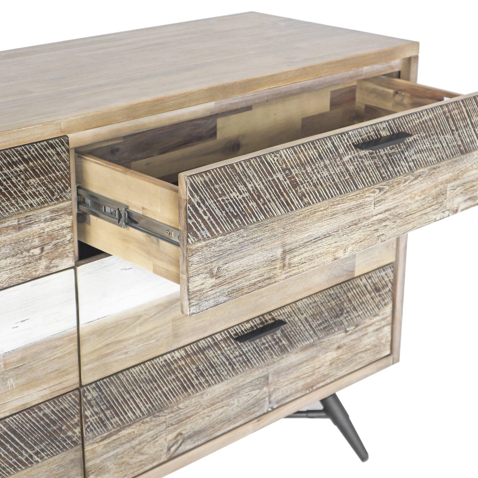 Bridges 6 Drawer Dresser in Two Tone Acacia Wood - Image 5