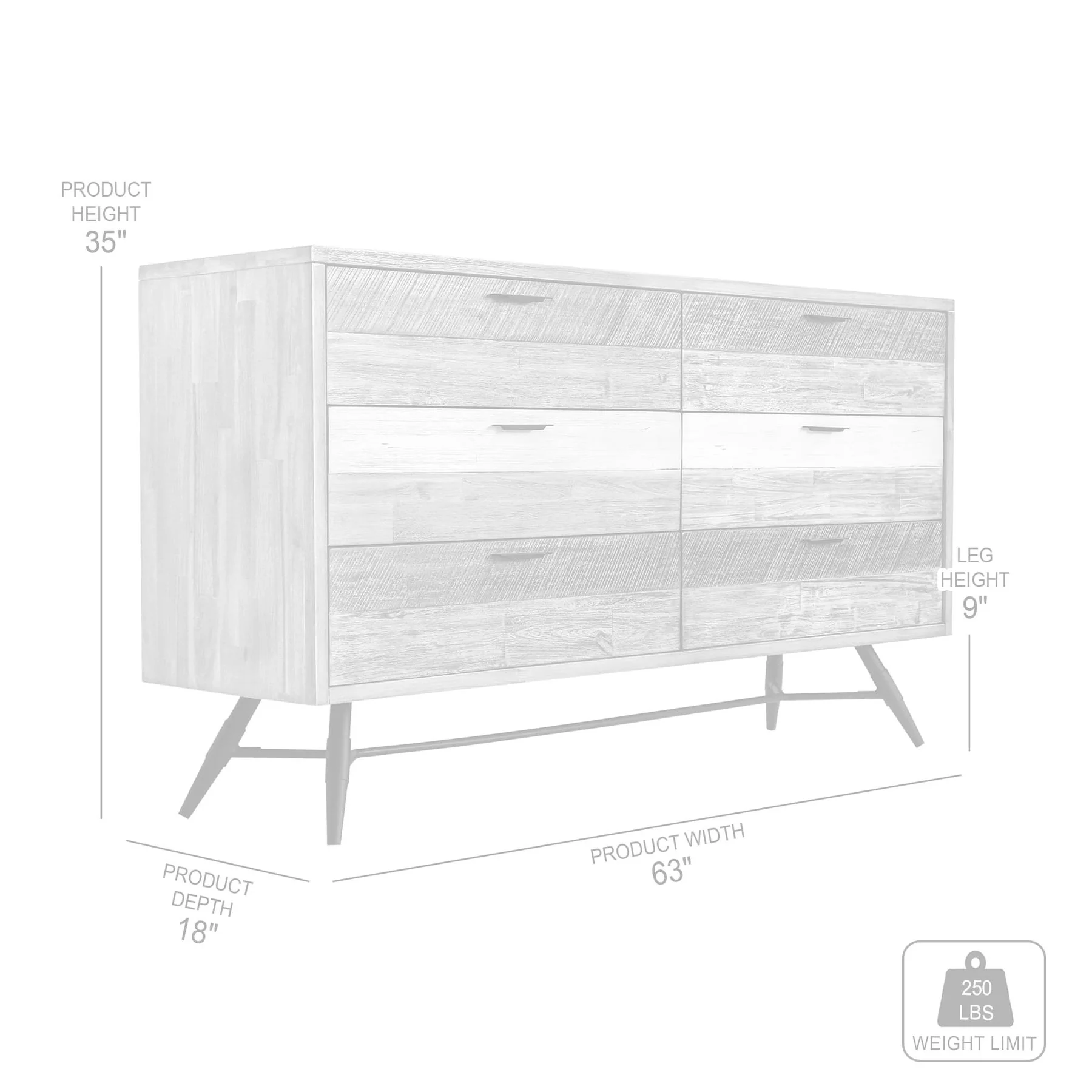Bridges 6 Drawer Dresser in Two Tone Acacia Wood - Image 7