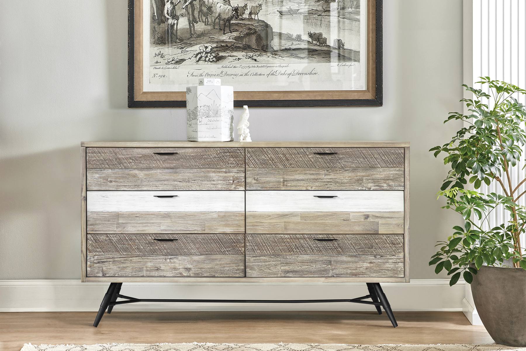 Bridges 6 Drawer Dresser in Two Tone Acacia Wood - Image 8