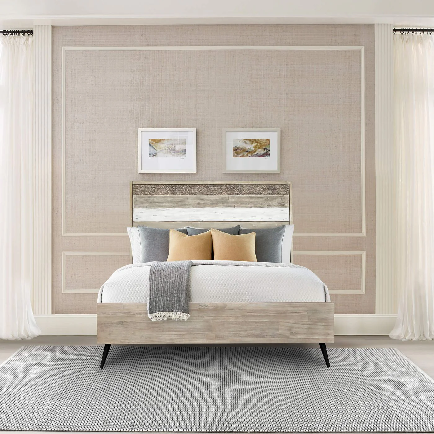 Bridges Queen Platform Bed in Two Tone Acacia Wood - Image 7