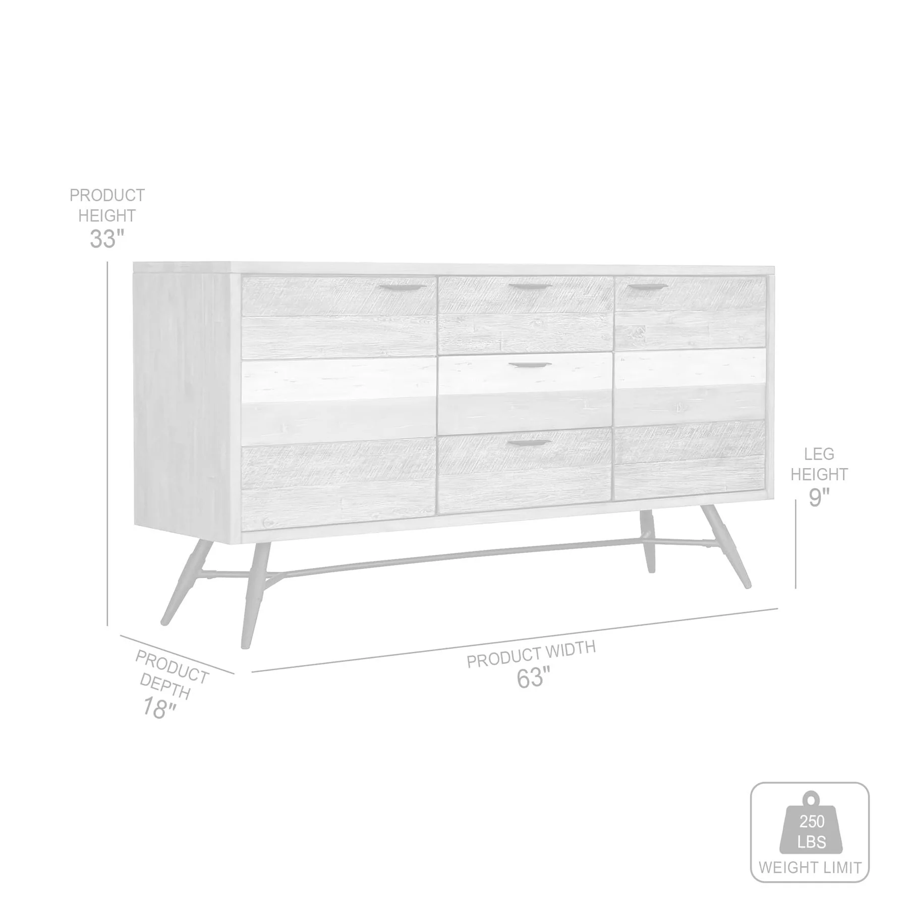Bridges Sideboard Buffet Cabinet in Two Tone Acacia Wood - Image 6