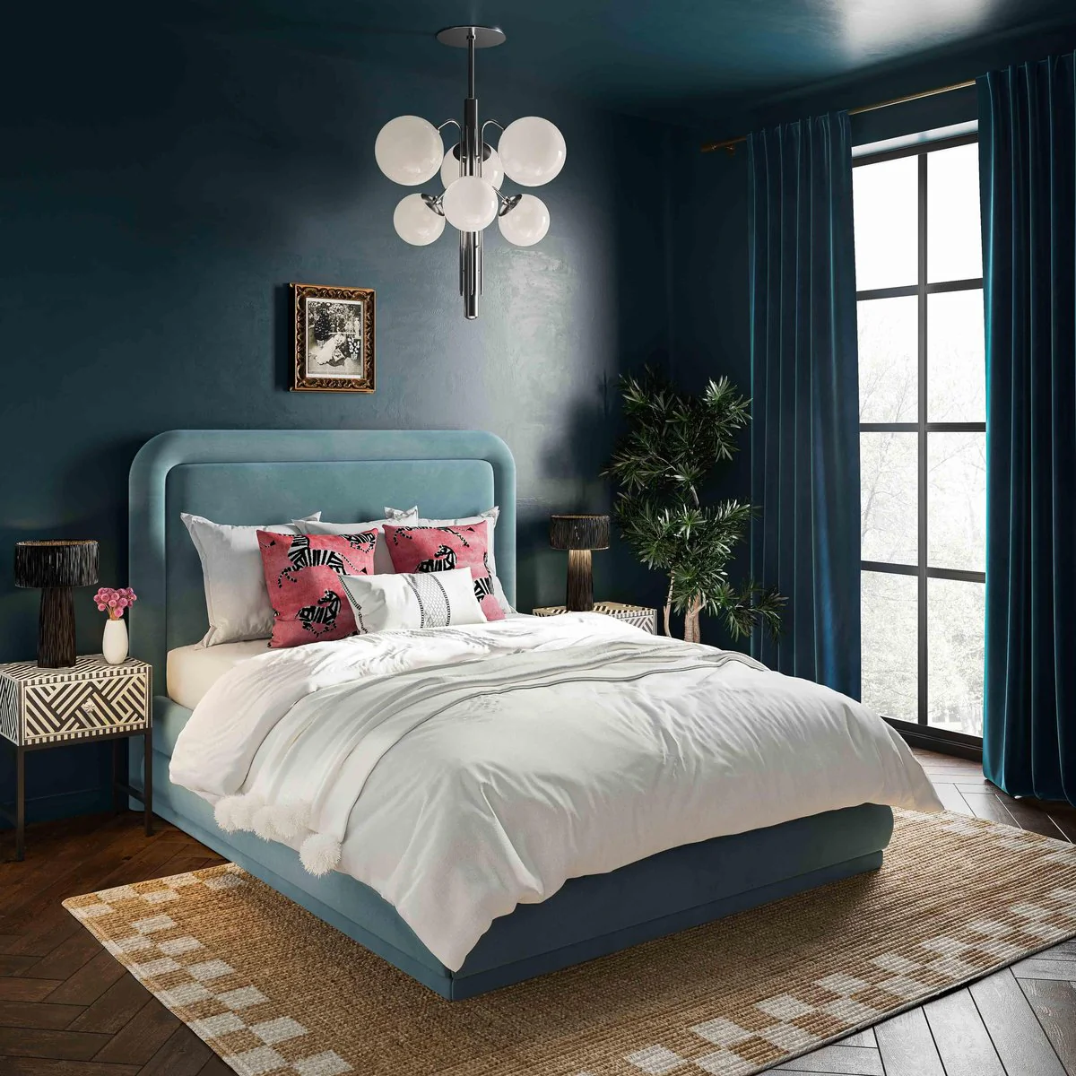 Briella Bluestone Velvet Bed in Full - Image 2