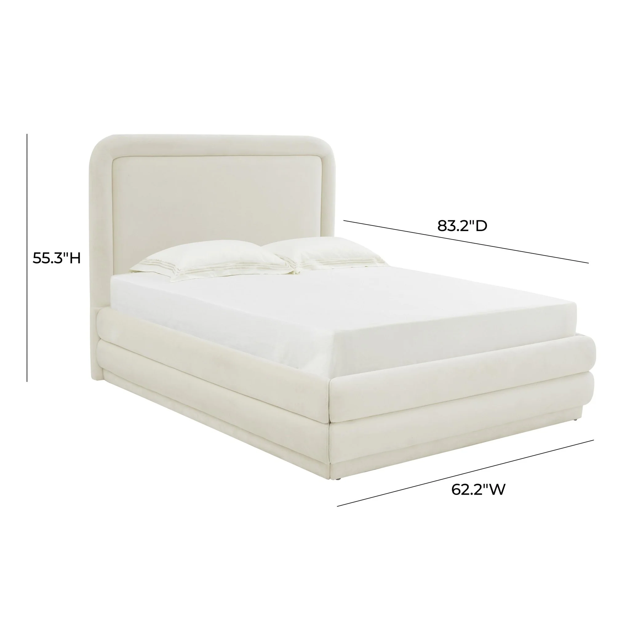 Briella Cream Velvet Bed in Full - Image 6