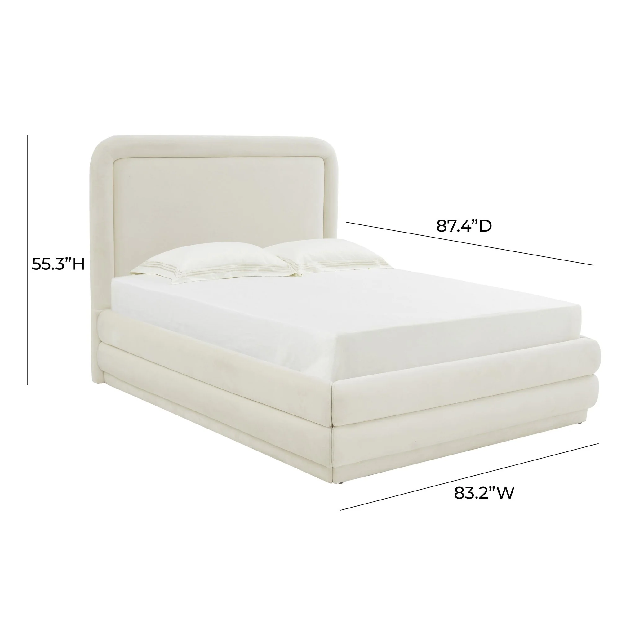 Briella Cream Velvet Bed in King - Image 6