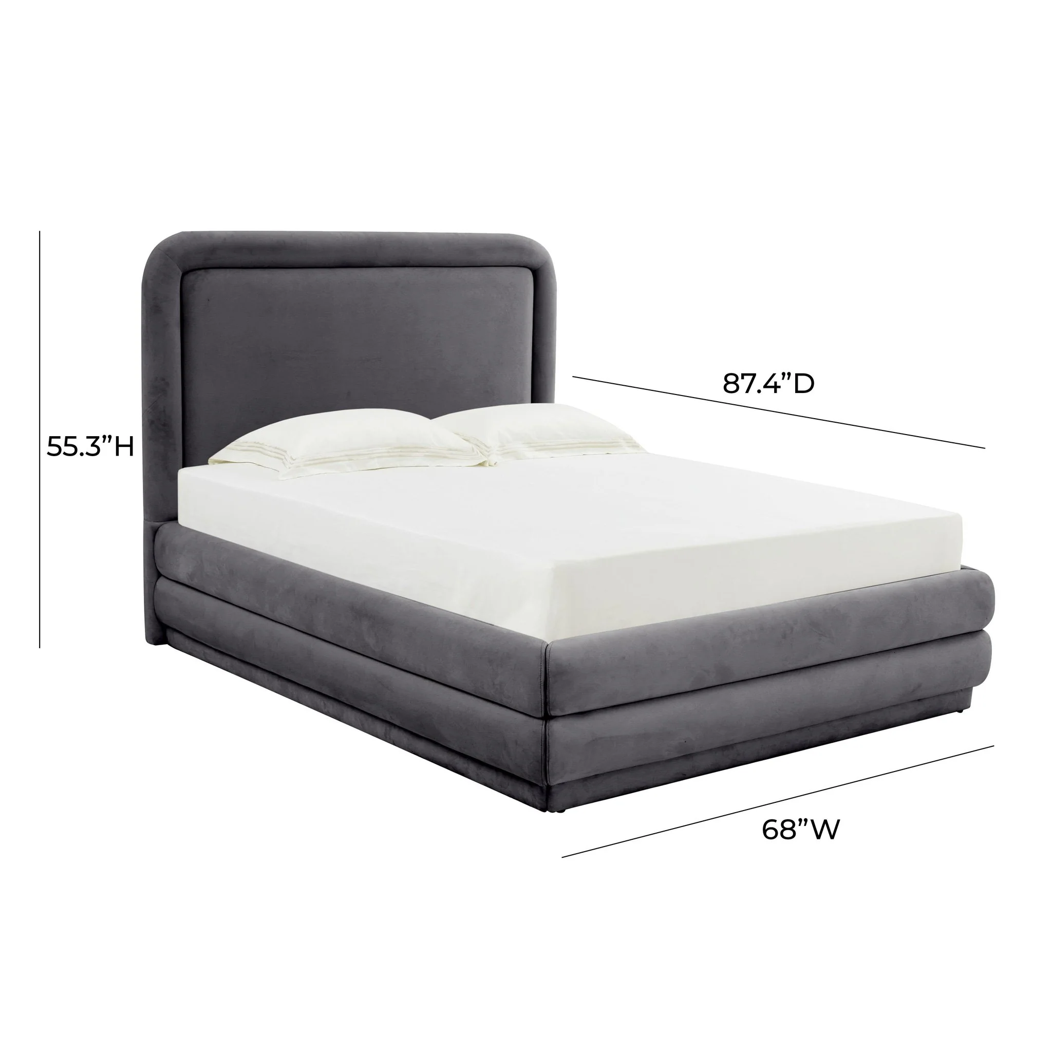 Briella Dark Grey Velvet Bed in Queen - Image 6