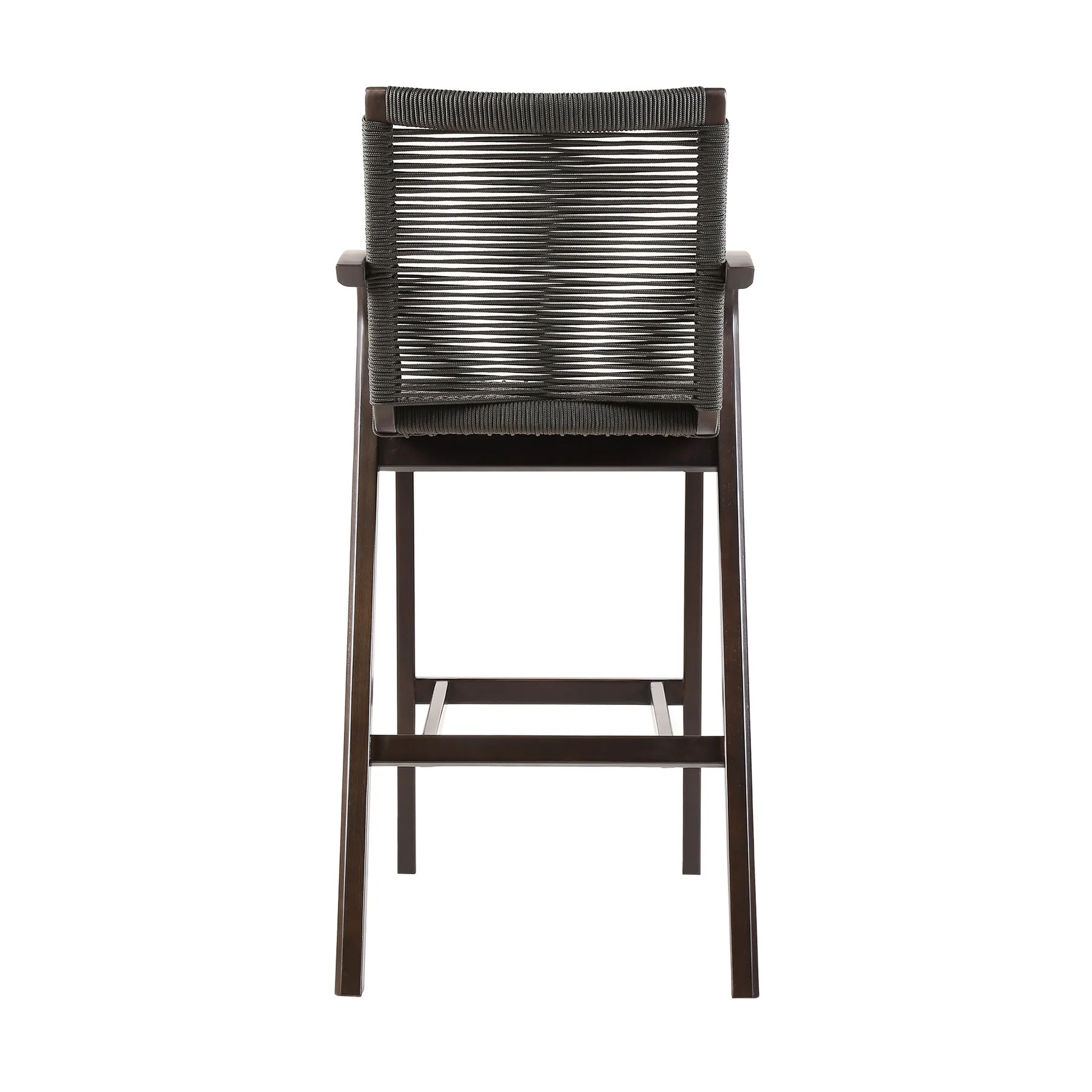 Brielle Outdoor Dark Eucalyptus Wood and Gray Rope Bar Height Stool - Image 5
