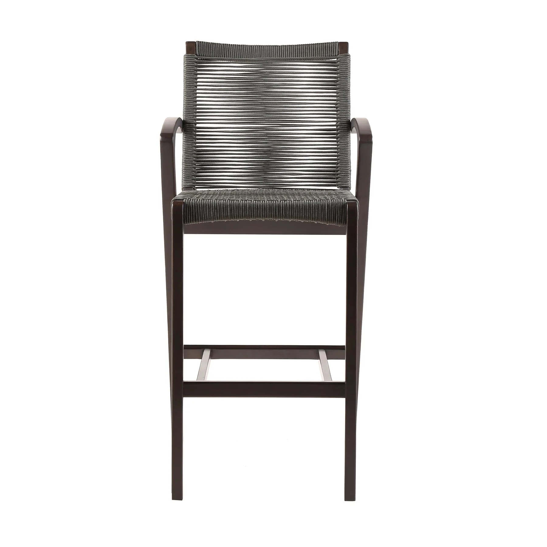 Brielle Outdoor Dark Eucalyptus Wood and Gray Rope Counter Height Stool - Image 2