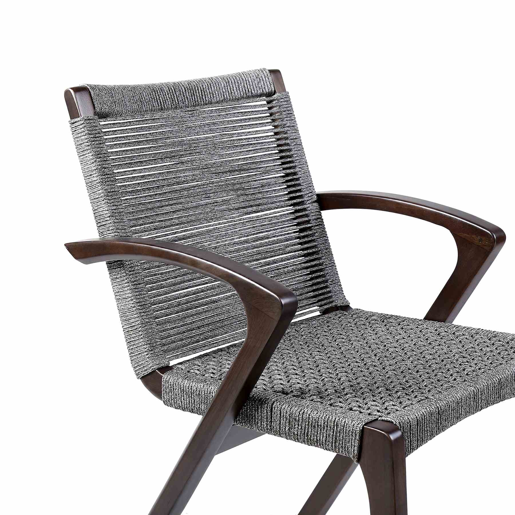 Brielle Outdoor Dark Eucalyptus Wood and Gray Rope Dining Chairs - Set of 2 - Image 5