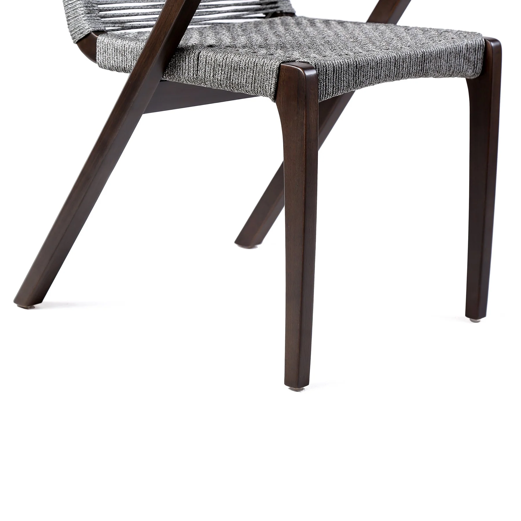 Brielle Outdoor Dark Eucalyptus Wood and Gray Rope Dining Chairs - Set of 2 - Image 7