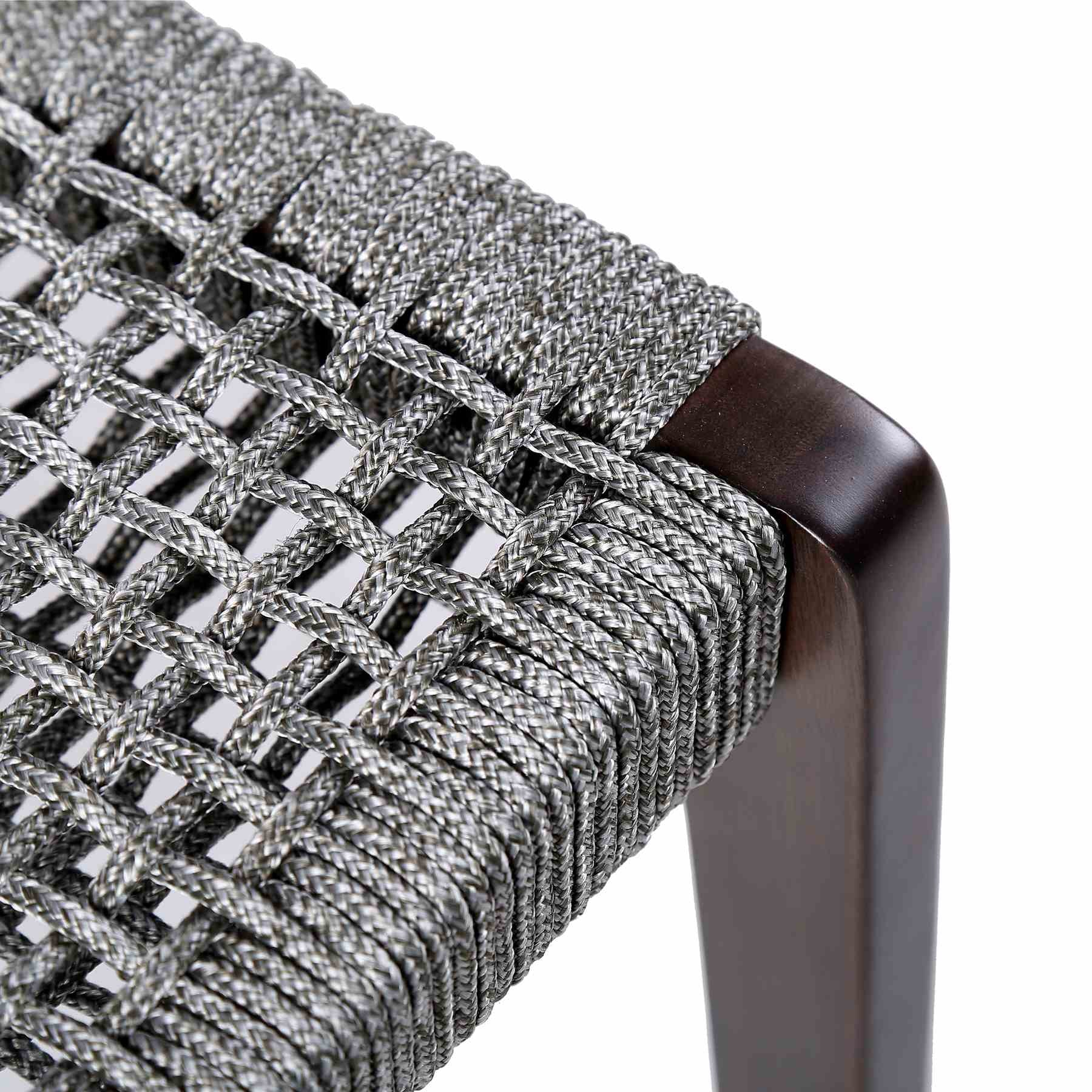 Brielle Outdoor Dark Eucalyptus Wood and Gray Rope Dining Chairs - Set of 2 - Image 8